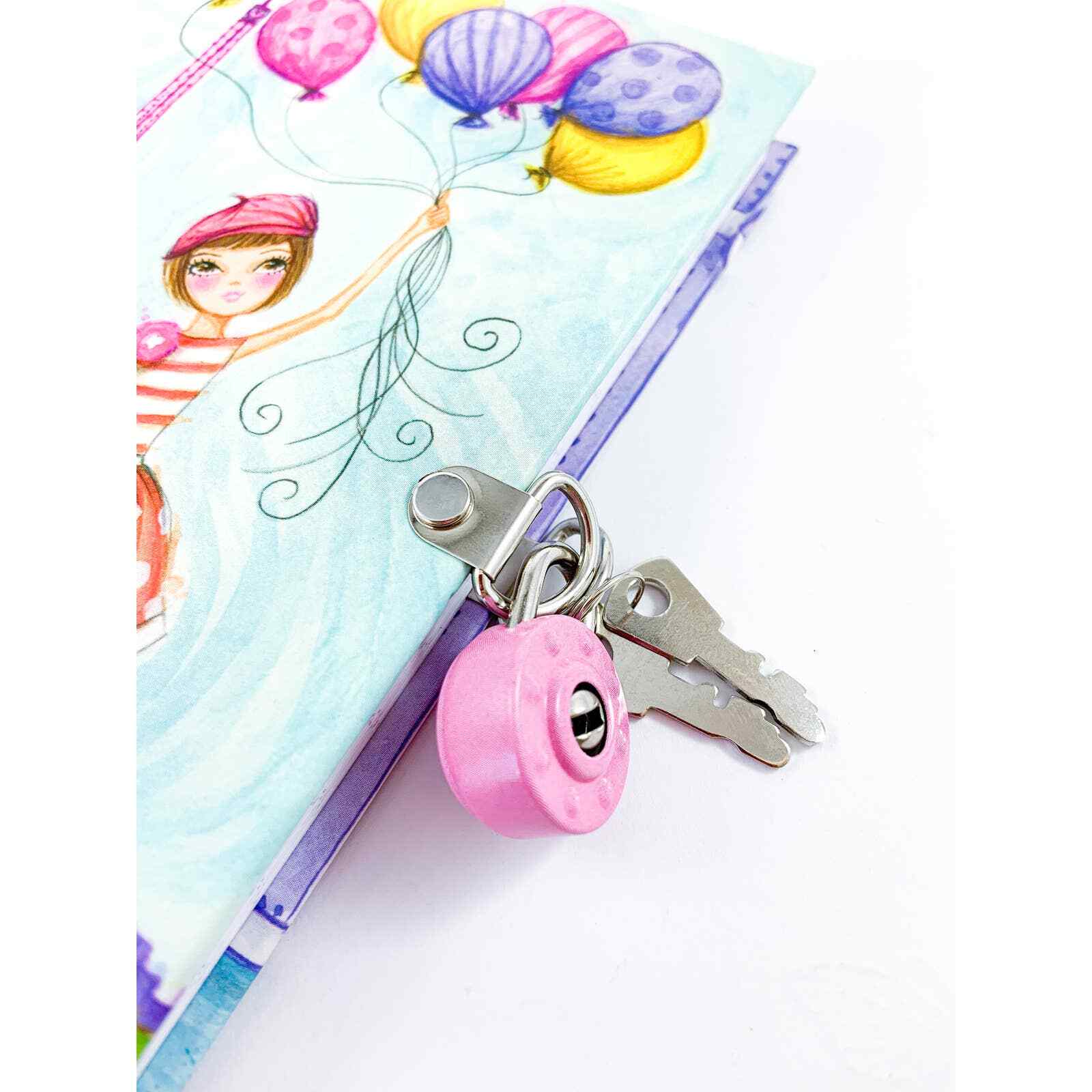Diary/ Journal with Lock & Keys – Parisian Girl with Balloons – Blank, New