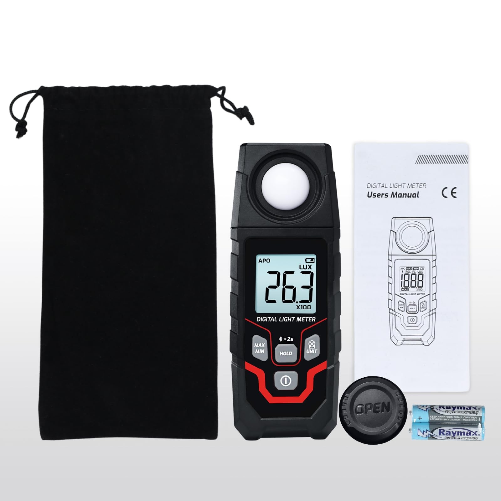 Light Meter Digital Illuminance Meter 0.1~200000 Lux Range Bluetooth Lux Mete…