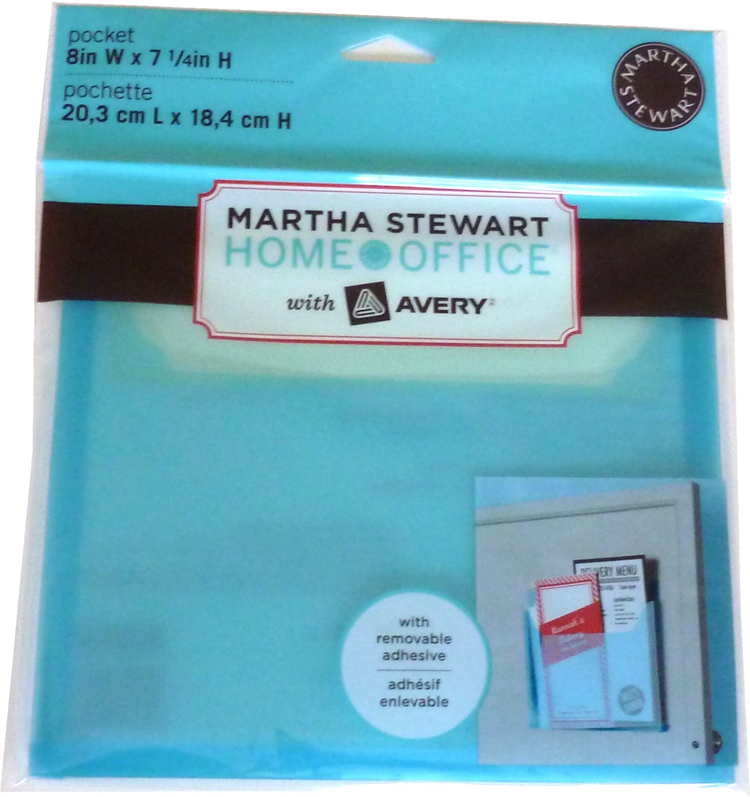 Martha Stewart Home Office Wall Pocket Blue Transparent Poly Plastic Avery