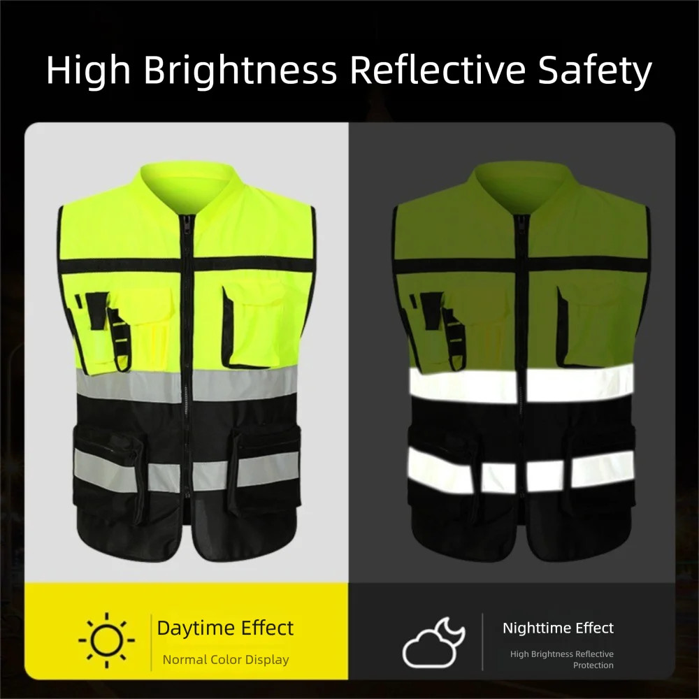Reflective Safety Vest High Visibility One Size with Pocket Outdoor Gear