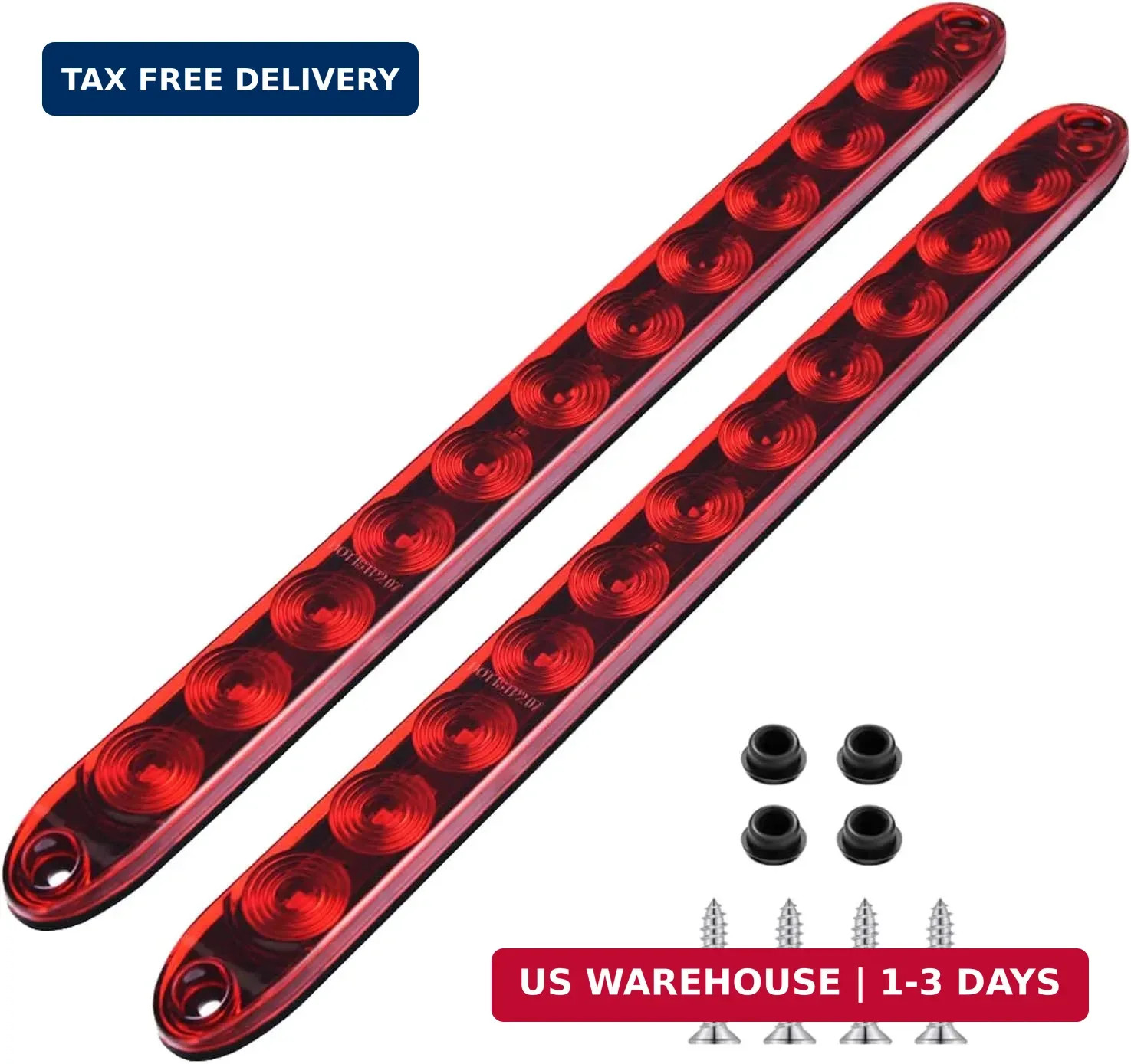 11 LED Red Trailer Brake Tail Light, 2 Pack 16″ LED Bar Stop Turn Signal Tail Li