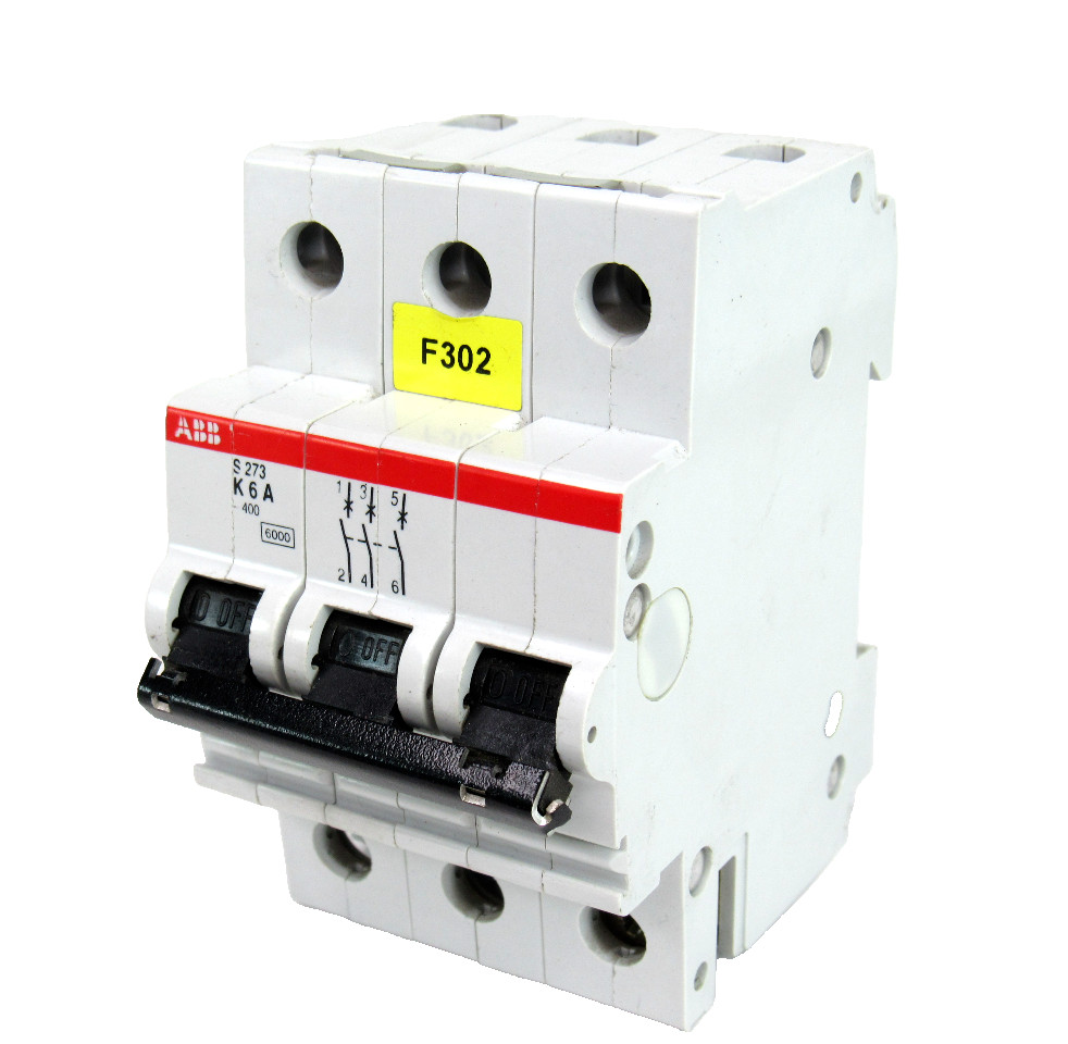 ABB S273 K6A Circuit Breaker, 3-Pole, 6 Amp, 400V AC