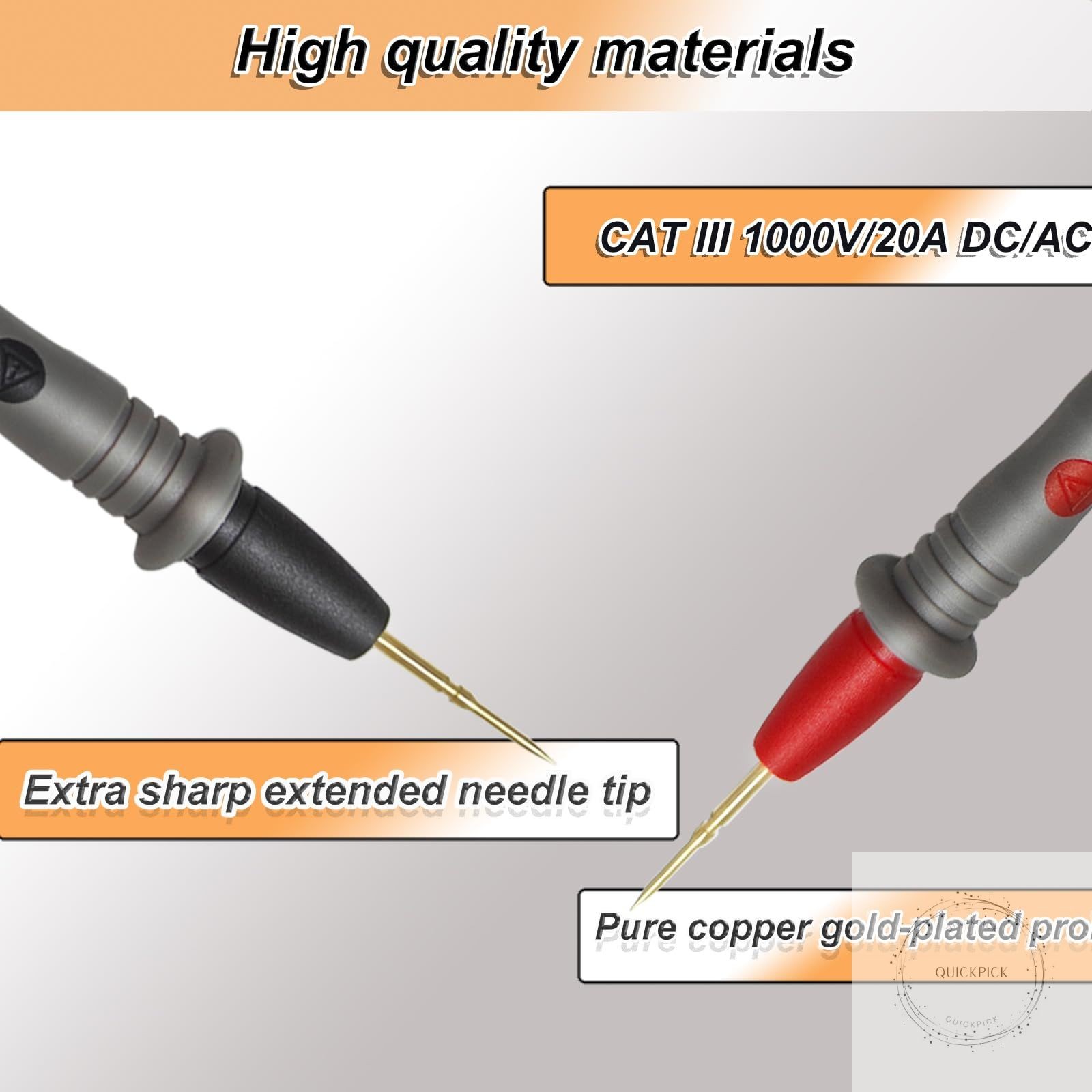 Multimeter Leads Kit 49″ Premium Silicone Multimeter Test Lead Set CAT III 1000V