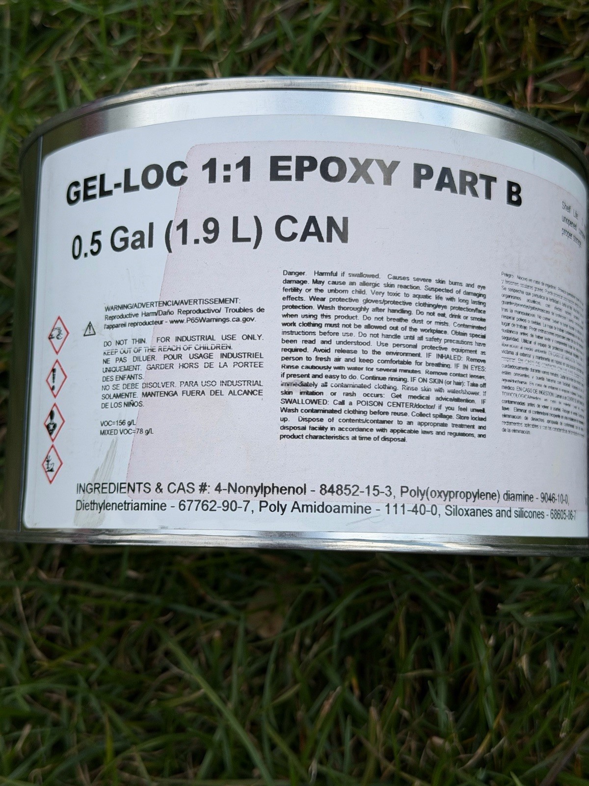 Gel-Lok 1 Gal Epoxy Resin Kit 1:1 Crafts Tabletop Boat Repairs Commercial Grade