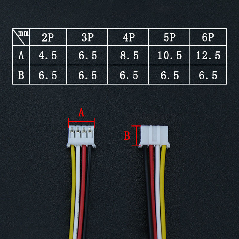 PH 2.0mm 2/3/4/5/6 Pin Male Connector Plug Wires Cable Length 100mm 200mm 300mm