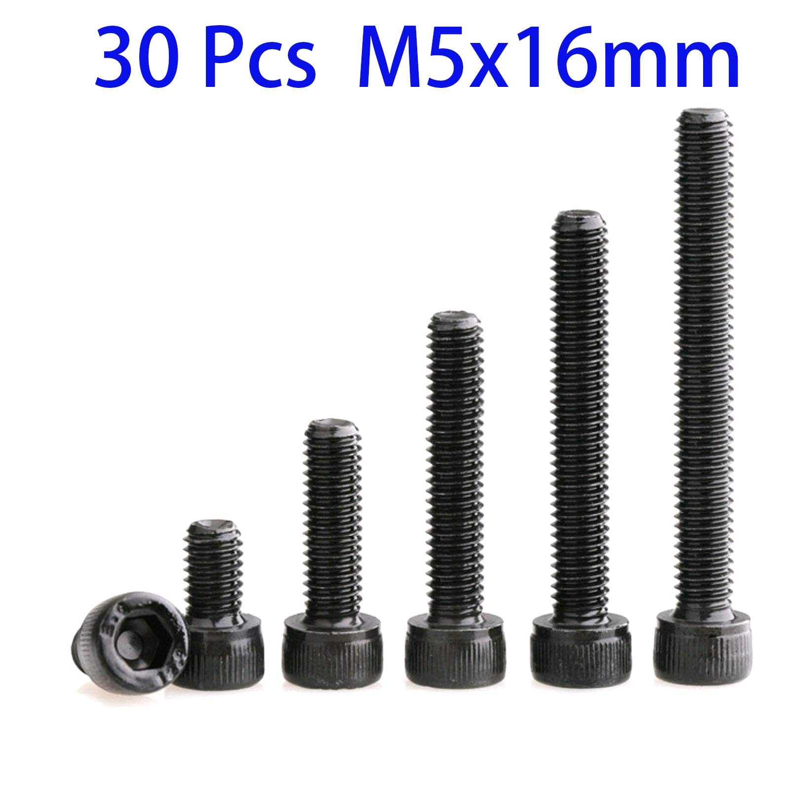 30 Pcs M5-0.8 x 16mm Hex Socket Head Cap Screws, 12.9 Grade Alloy Steel, Alle…
