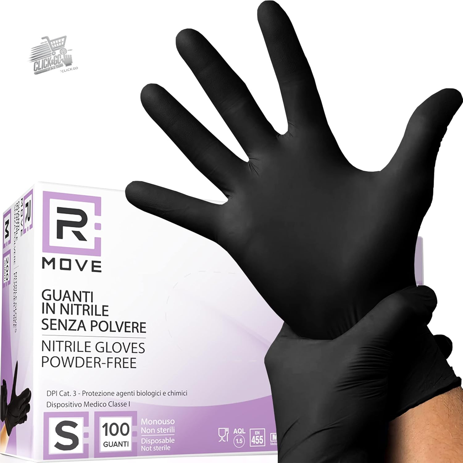 Black Nitrile Disposable Gloves S Medical Food Disposable Work 24.5×8.5cm RMOVE