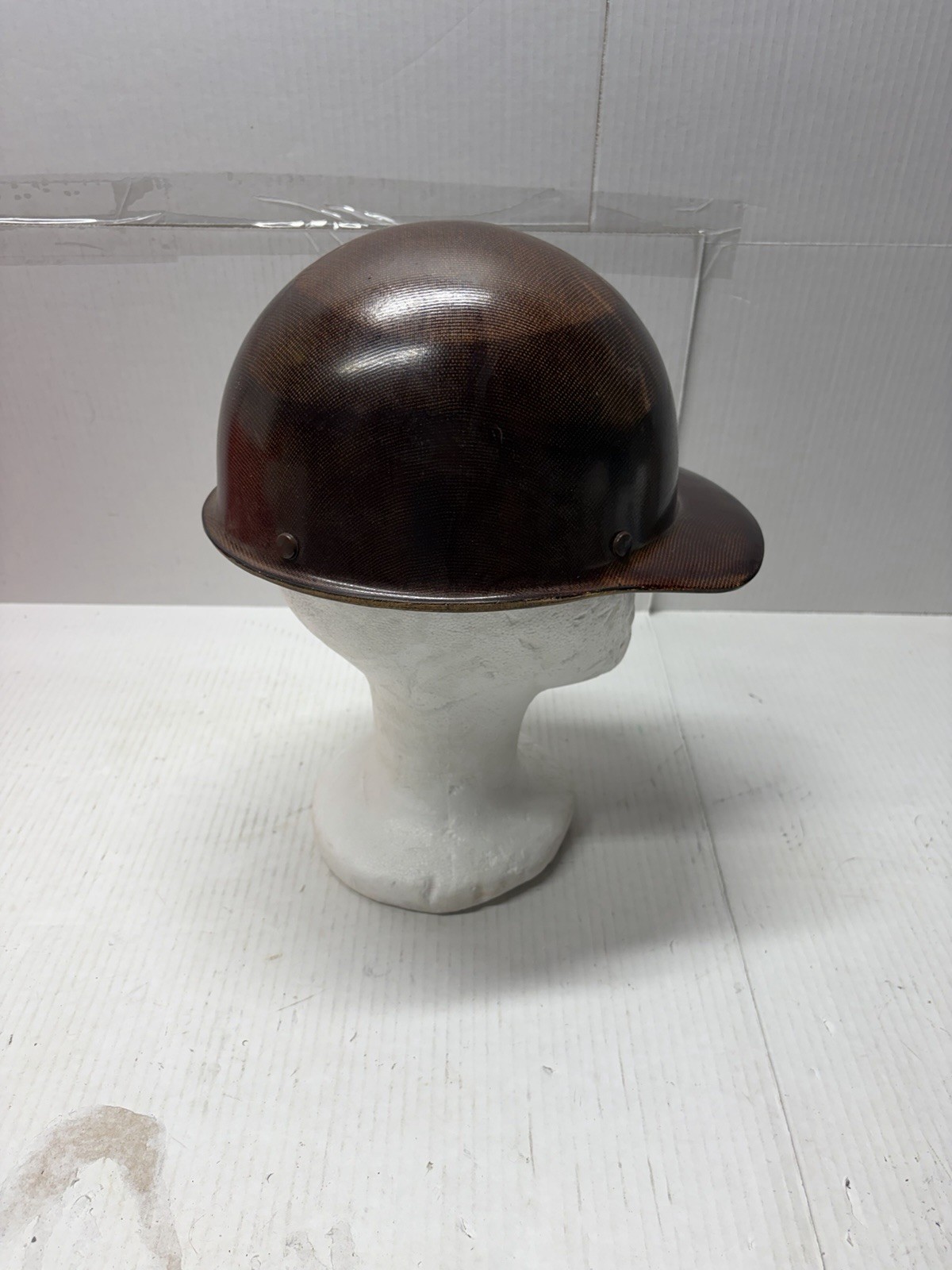 Vintage 1969 MSA Skullgard Fiberglass Brown Hard Hat USA Great Con Class A