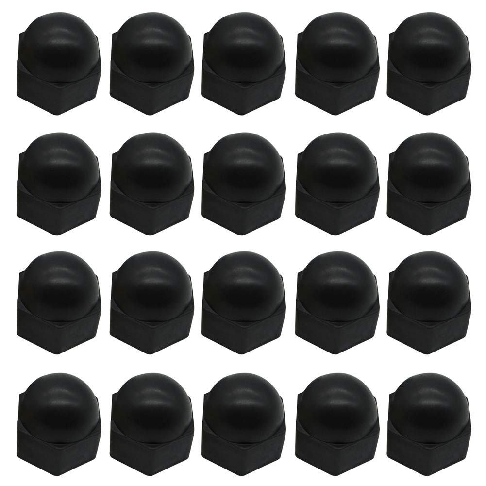 20 Pieces Nut Protection Cover Hex Caps Dome M12 x 22mm, Black