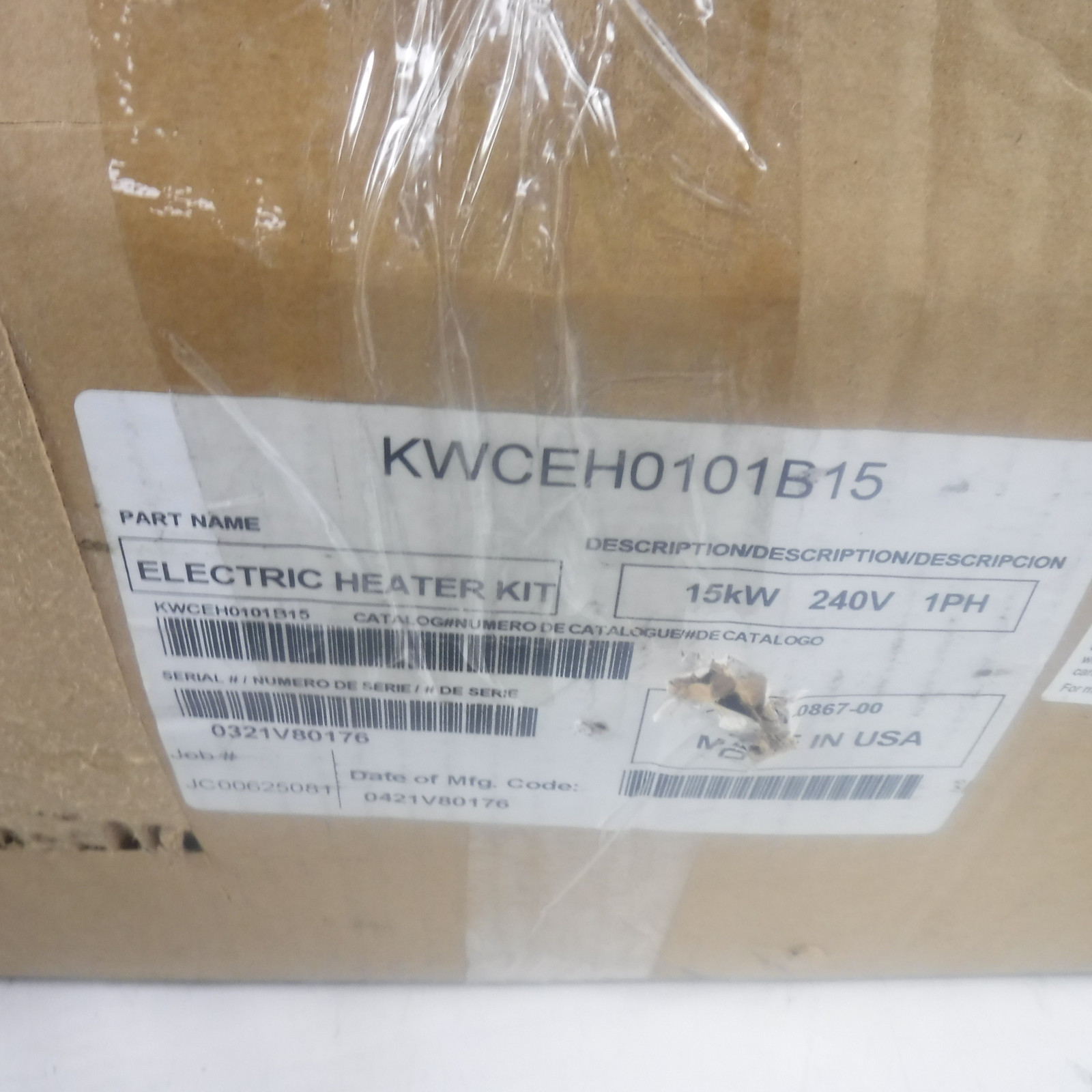 Carrier Electric Heater Kit w/Circuit Breaker 15KW 240V 1PH KWCEH0101B15