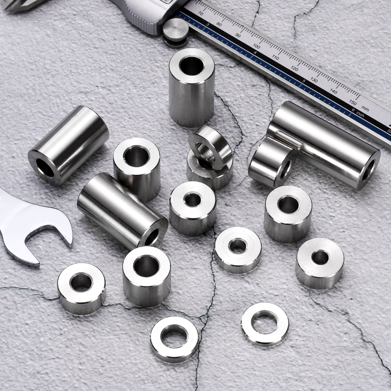 5pcs Stainless Steel Spacer 3/8″ Bore x 3/4″ OD x 1-1/2″ Length