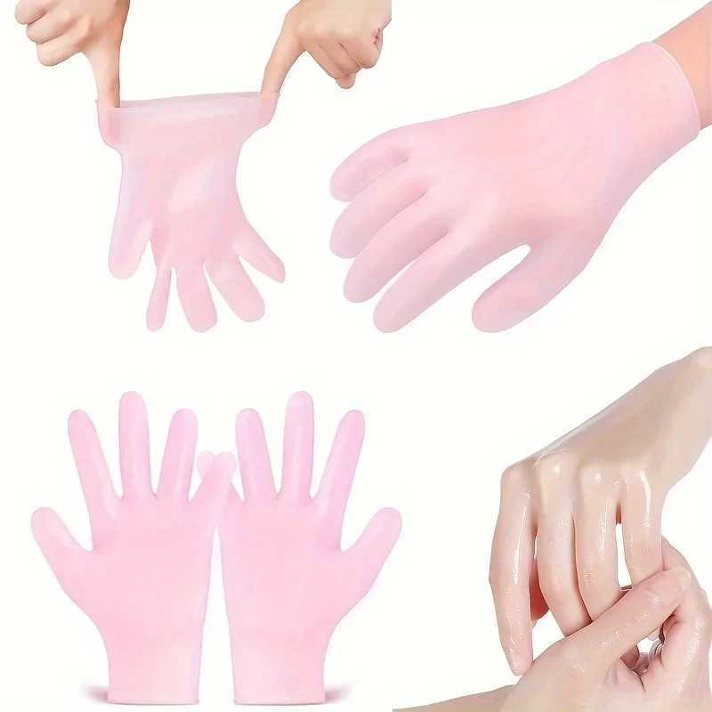 2 Pair Silicone Moisturizing Hand Gloves Spa Gel Gloves Dry Cracked Skin Care