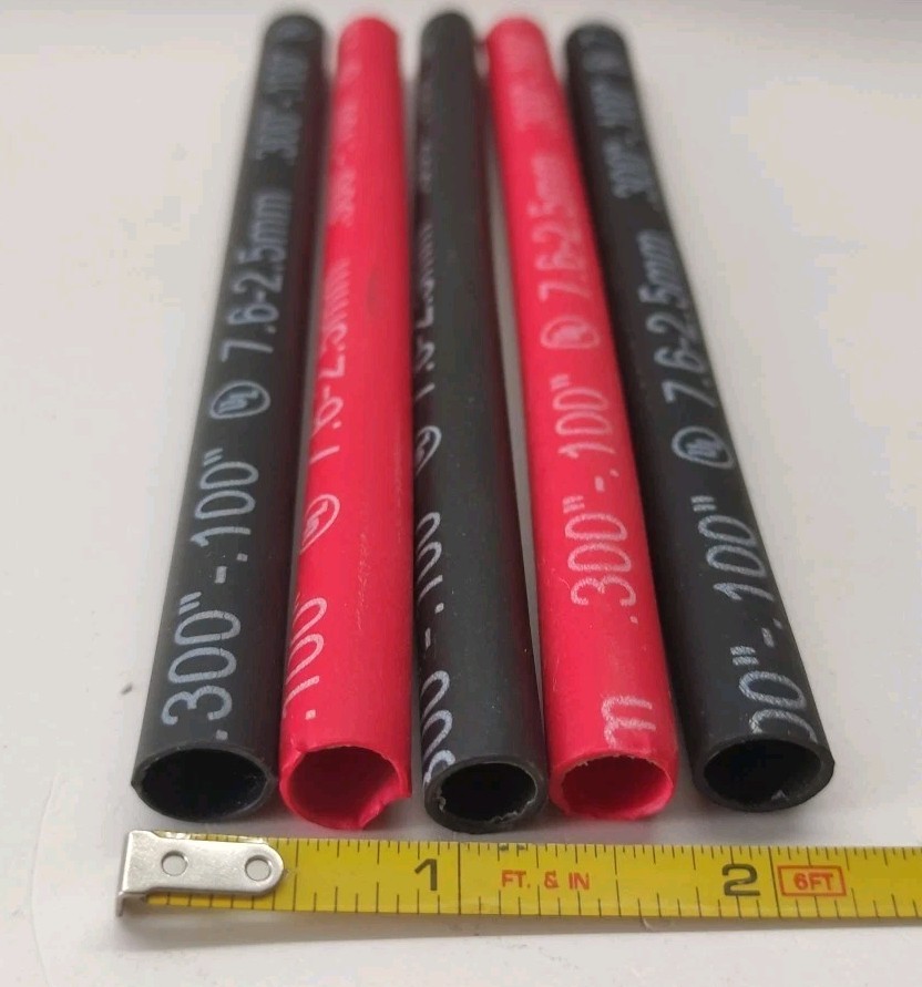 Qty. 5 Heavy-duty #14-8 AWG size Heat Shrink Tube, 6″ Long, 3/8″ I.D., Adhesive