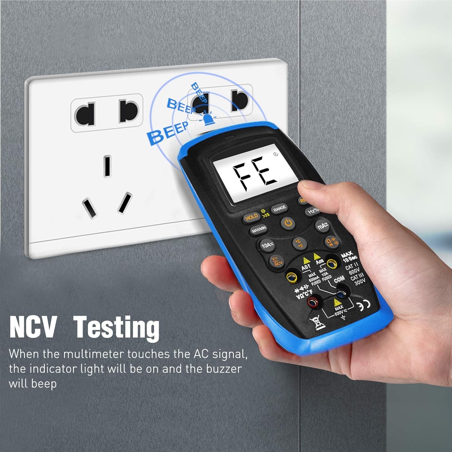 Digital Multimeter 6000C TRMS 600V 10A 60MΩ 200kHz Auto-Range NCV Data Hold