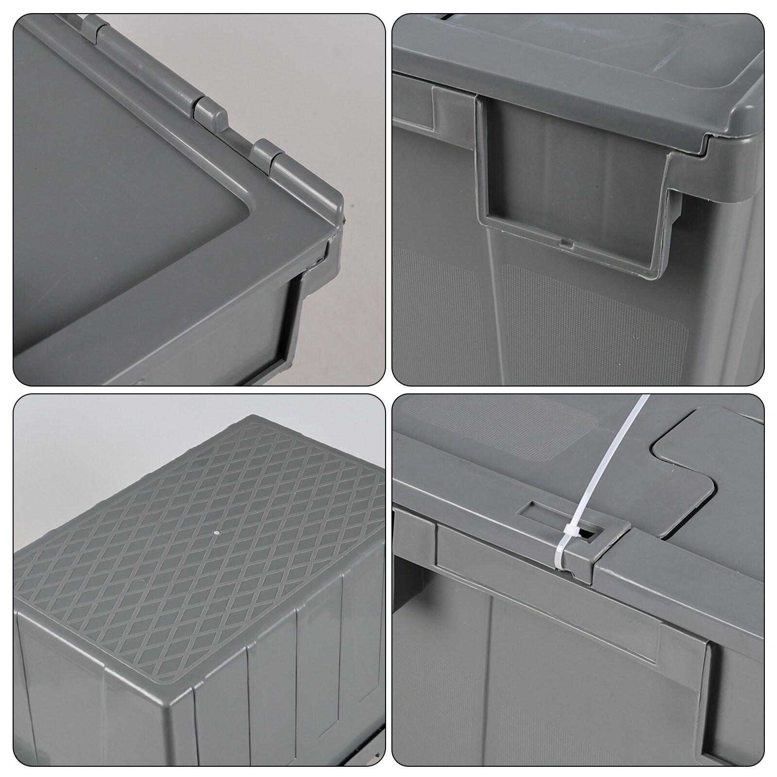 15 Gal Commercial Heavy Duty Plastic Storage Tote w/ Hinged Attached Lid 4-Packs