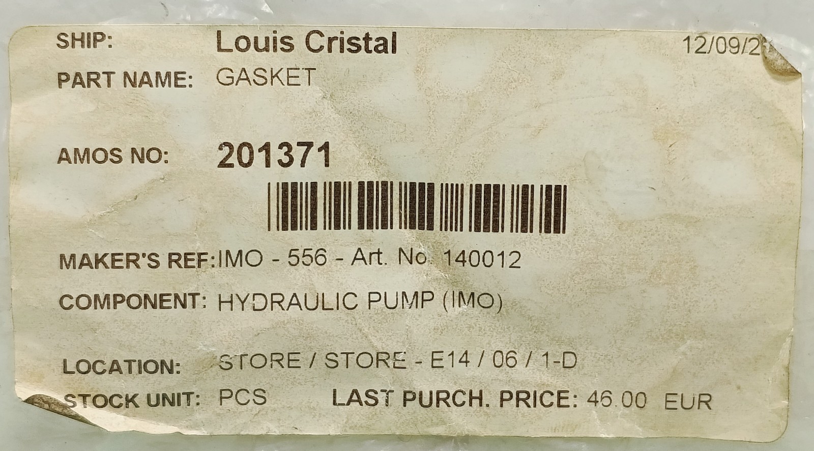 KLINGERSIL C-4430 140012 IMO 556 HYDRAULIC PUMP GASKET SURPLUS REPLACEMENT PART