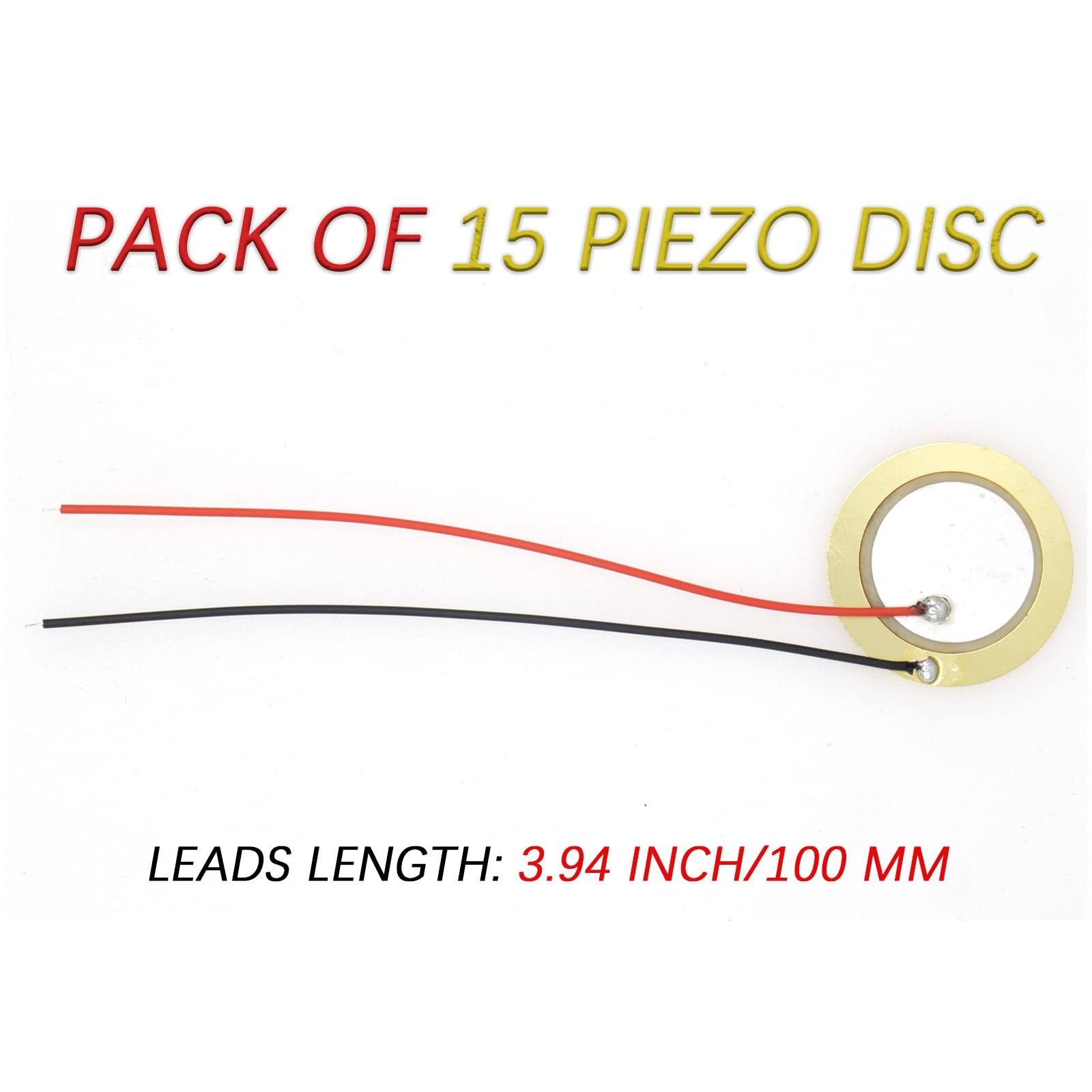 Pack of 15 Piezo Disc, 27Mm Piezo Discs Transducer with 3.94Inch Leads, Acoustic