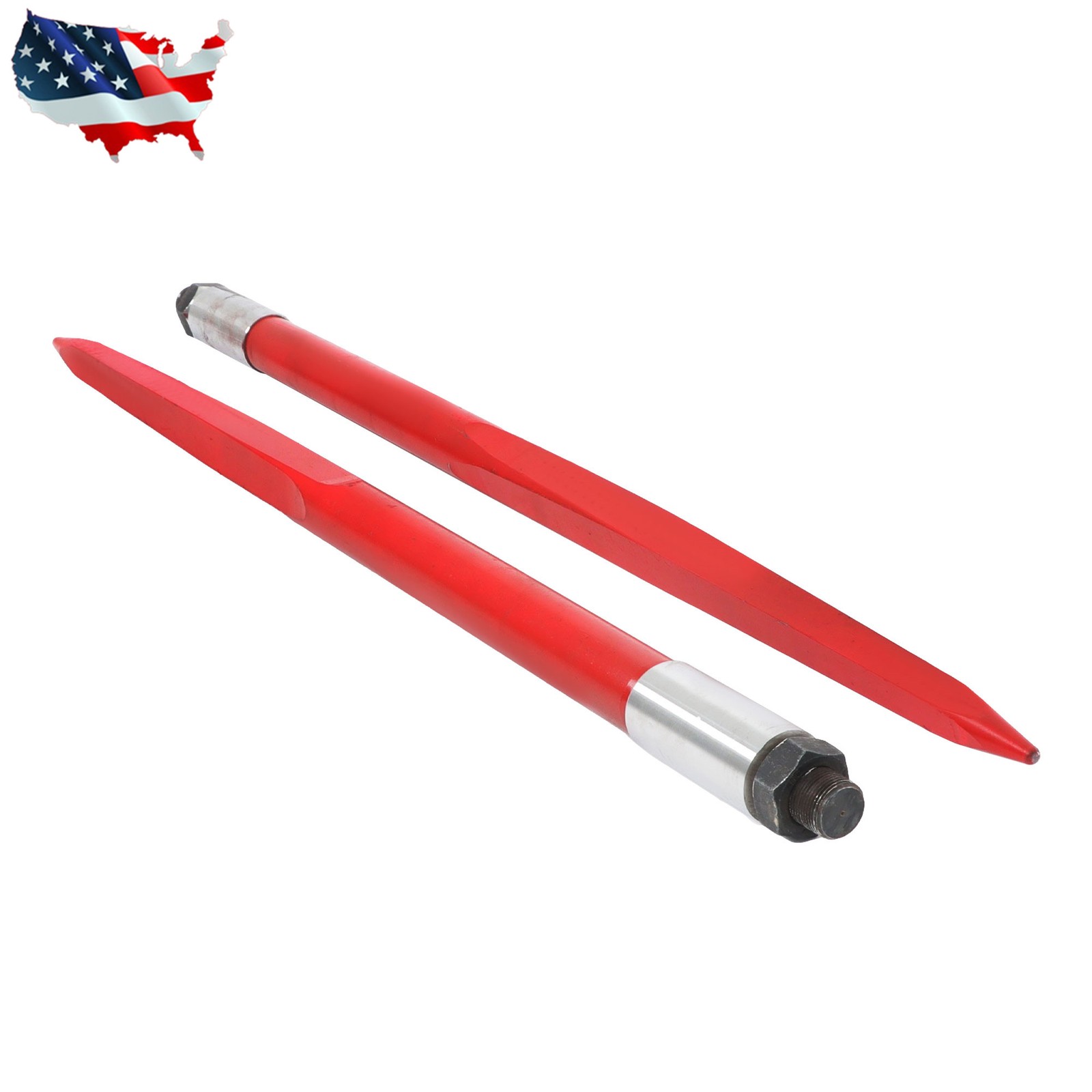 2Pcs 3000lbs Capacity 39″ Square Hay Bale Spear Spike Fork For Tractor Loader