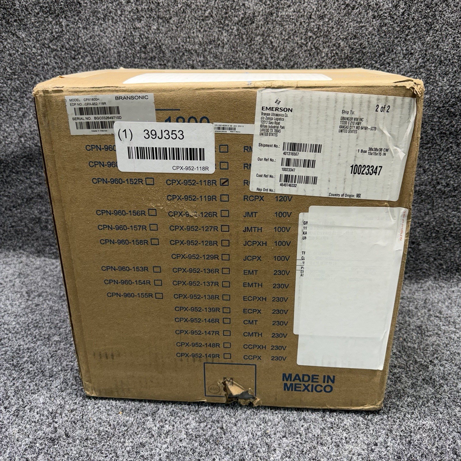 Branson CPX1800H Ultrasonic Cleaner 0.5 gal, Degas/Heat/Sweep, Timer