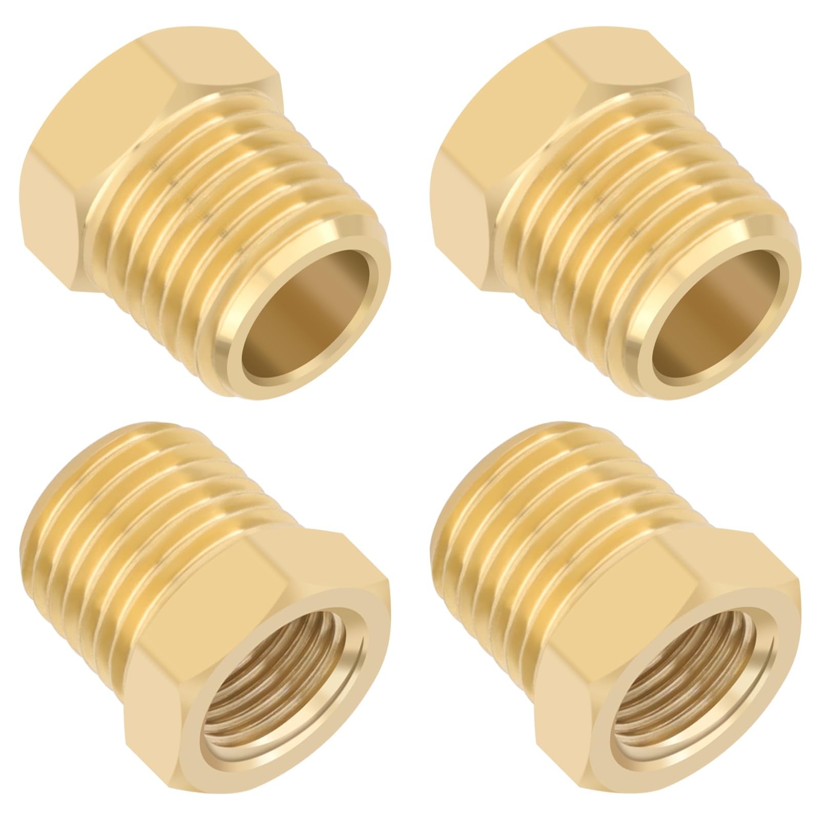 4pcs Heavy Duty 1/4 NPT Male Thread to 1/8 NPT Female Thread Brass Reducer