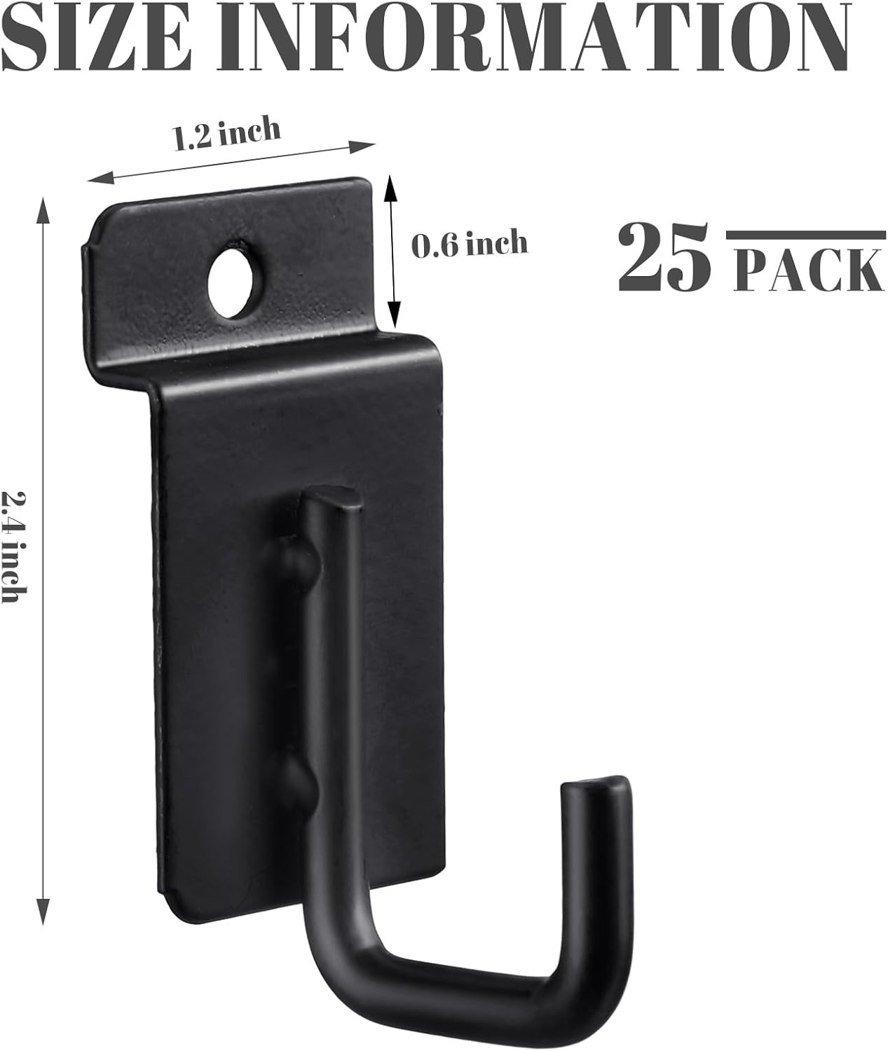 25 Pack J Shaped Slatwall Hooks Black J Hook Slatwall Hooks and Hangers Heavy…