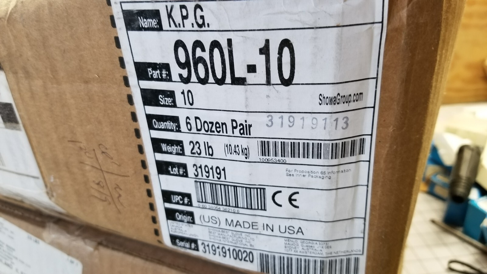 Showa Best Glove 960L-10 KPG K.P.G. PVC coated yellow large USA Dozen – 12 Pair