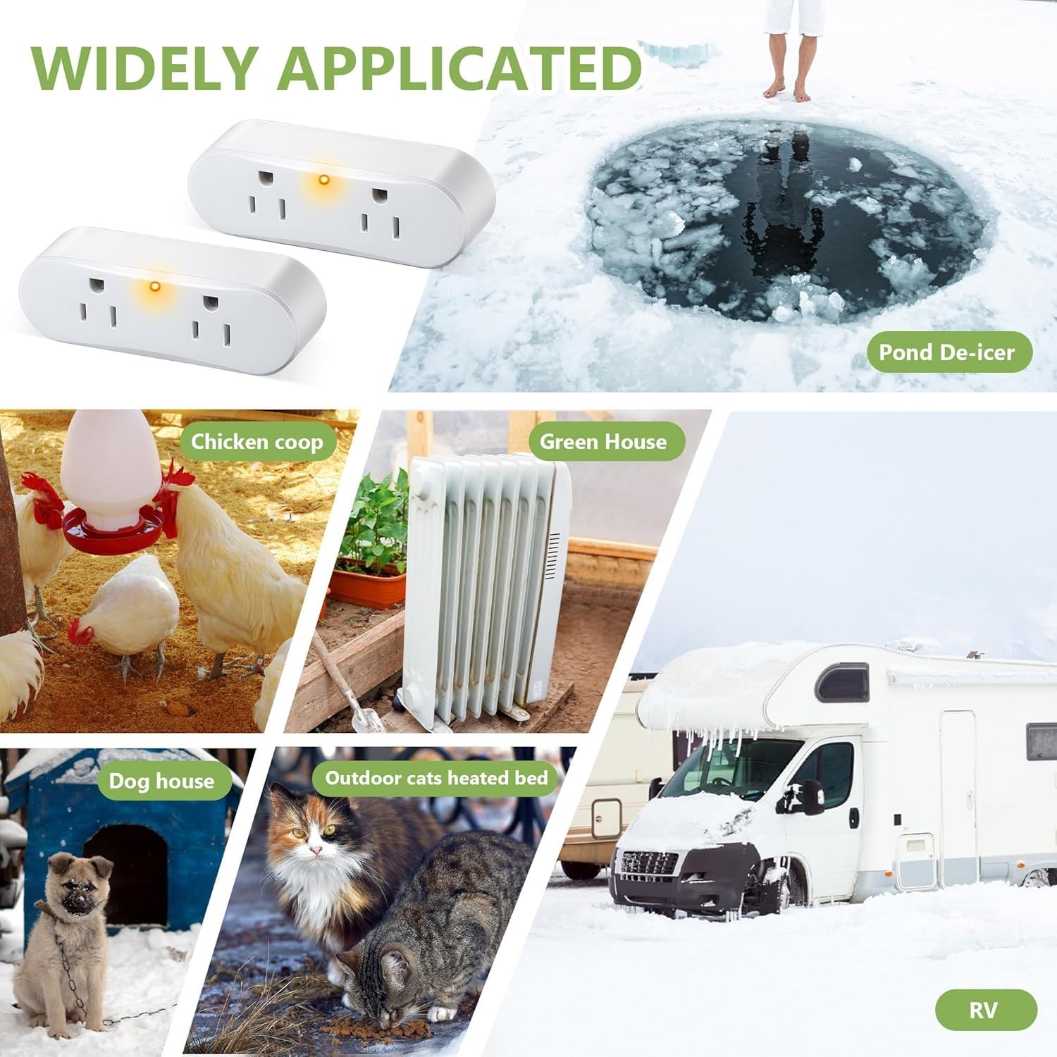 2 Pcs Thermal Cube, Auto on Below 32°F Off Above 50°F, Plug in