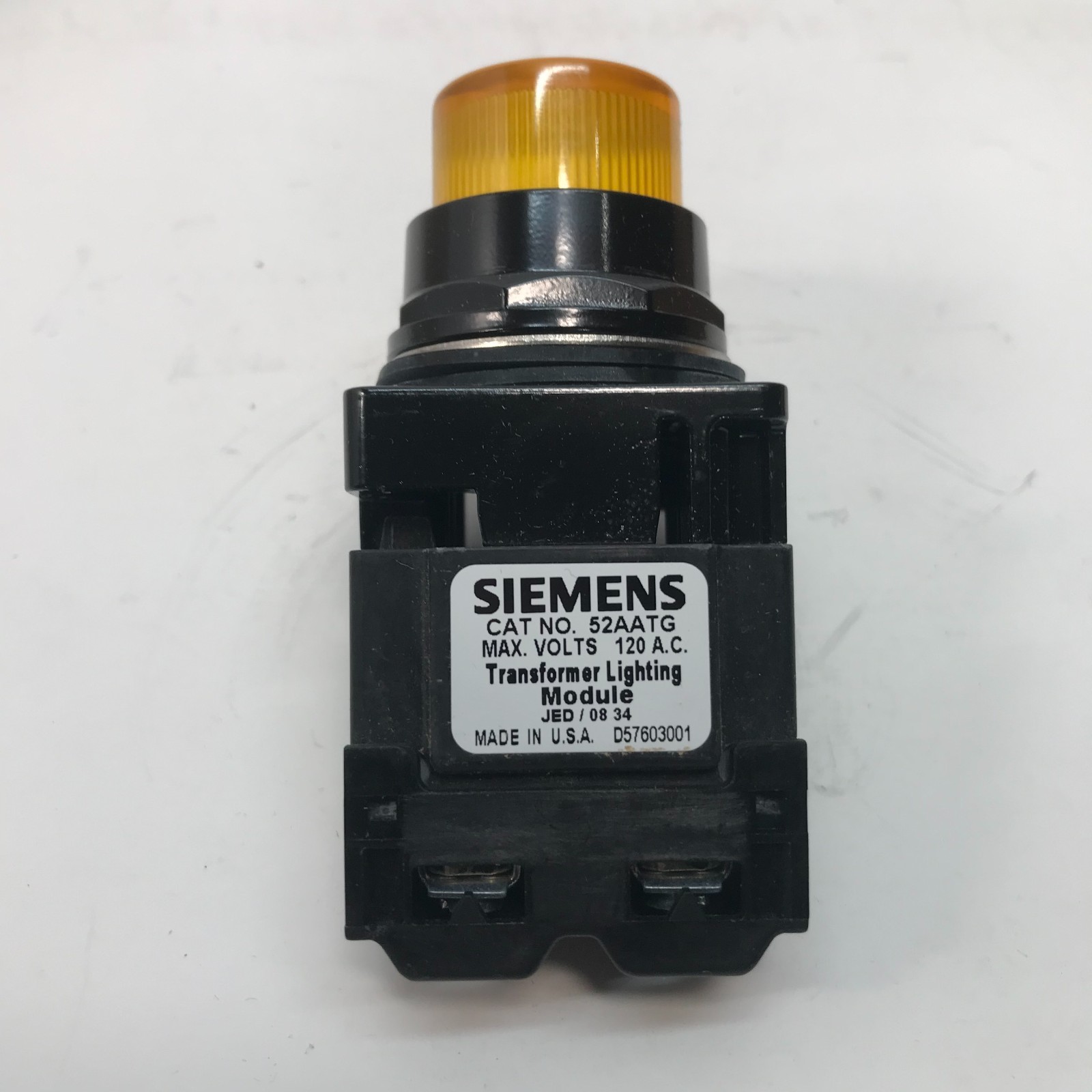 Siemens 52BL4G9XB Pilot Light Transformer Type 120 Volts AC, Amber, LED Bulb