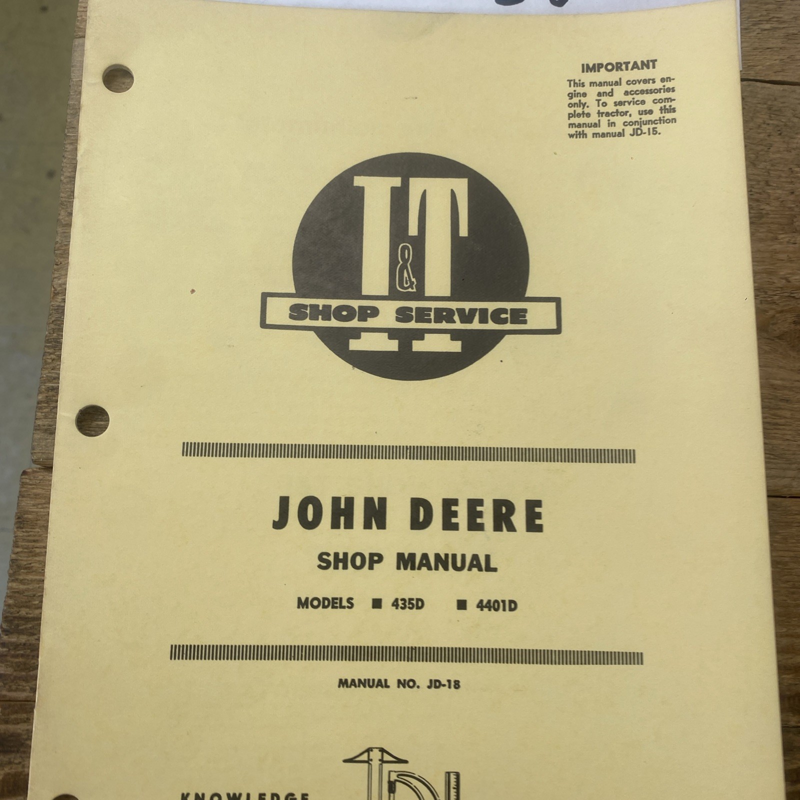 JOHN DEERE IT I&T SERVICE MANUAL TRACTOR 435 440ID JD-18 NOS