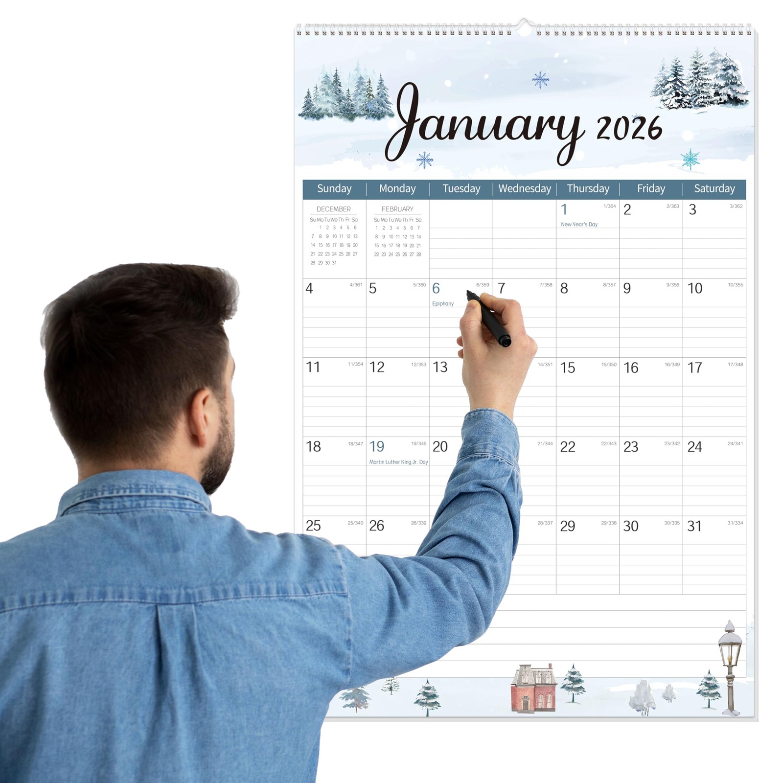 GuassLee Extra Large Wall Calendar 2026-2027, 20″x 30″ 30″x20″, Multicolor