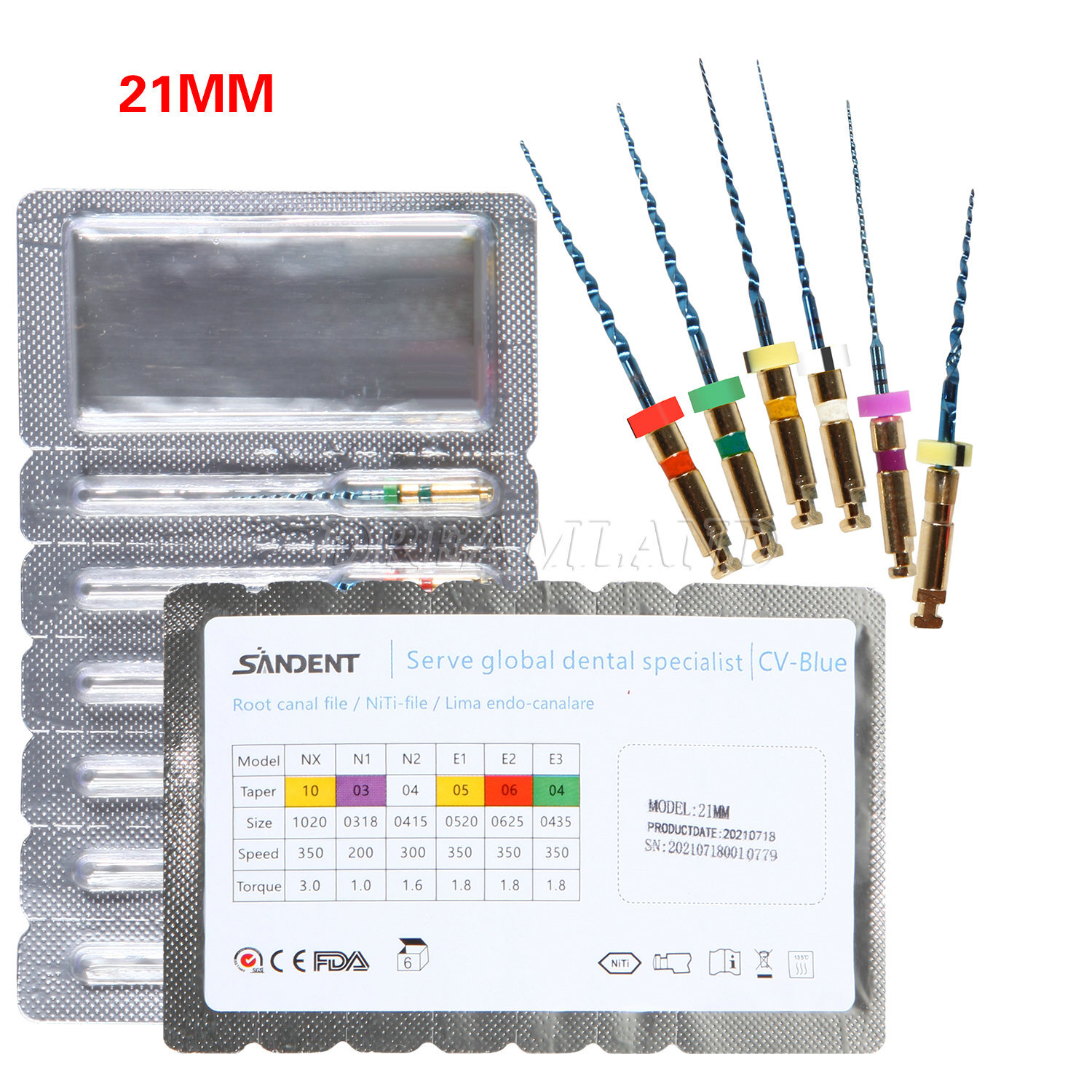 Dental Endo Endodontic Universal Engine Rotary Root Canal NiTi File 21mm CE FDA