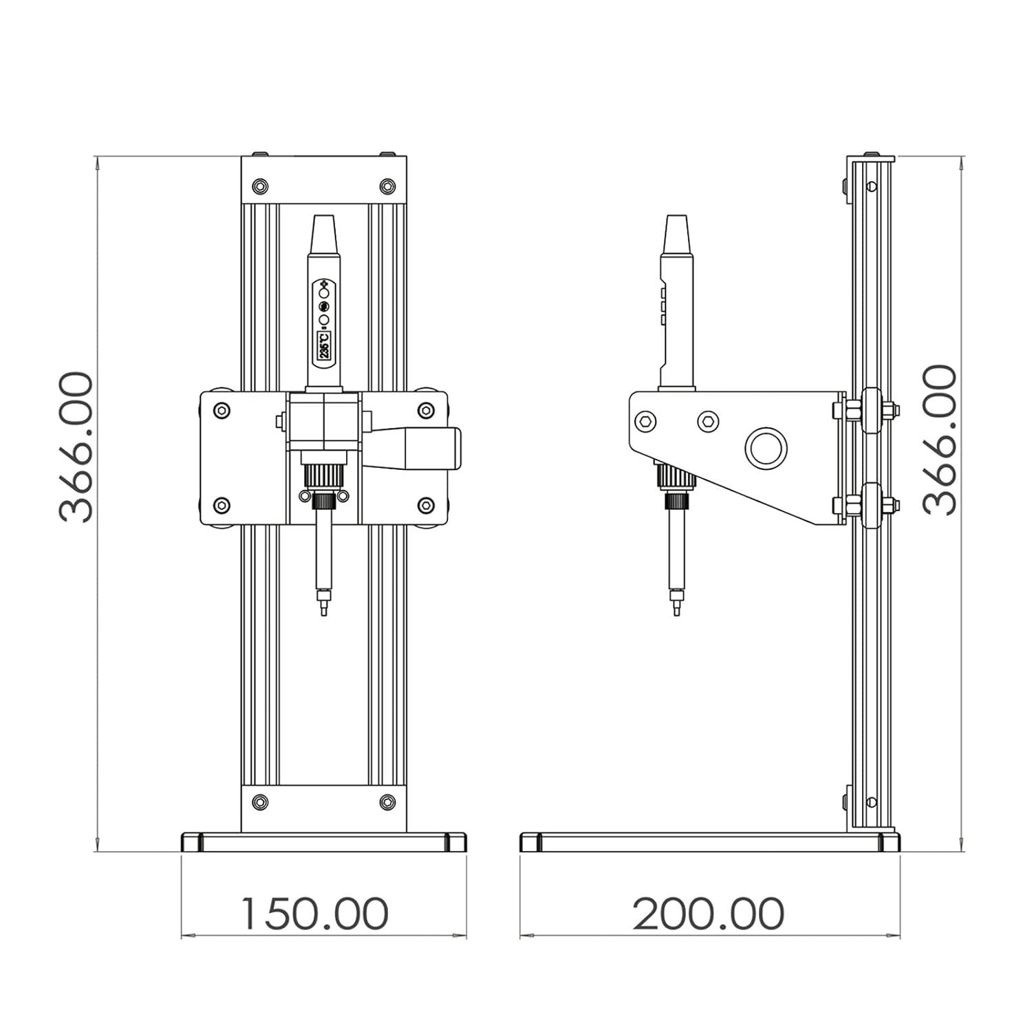 Aluminum Vertical Heat Press Machine with 210mm Insertion Height & Quick Heating