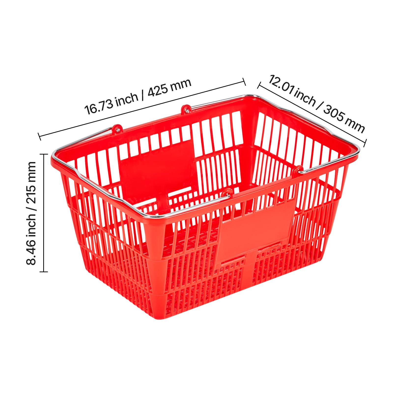 Uimoso 12 Stackable Plastic Shopping Baskets with Handles, Red for Grocery Use