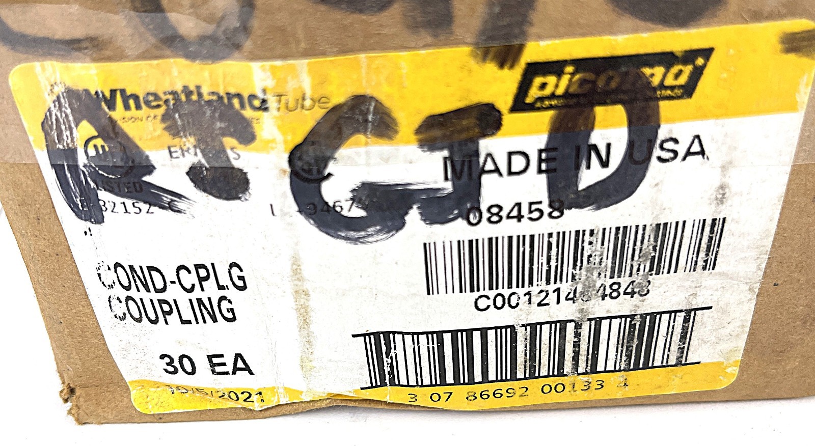 WHEATLAND TUBE, 1″ CONDUIT COUPLINGS, 1 LOT OF 60, STAMPED UL, SURPLUS