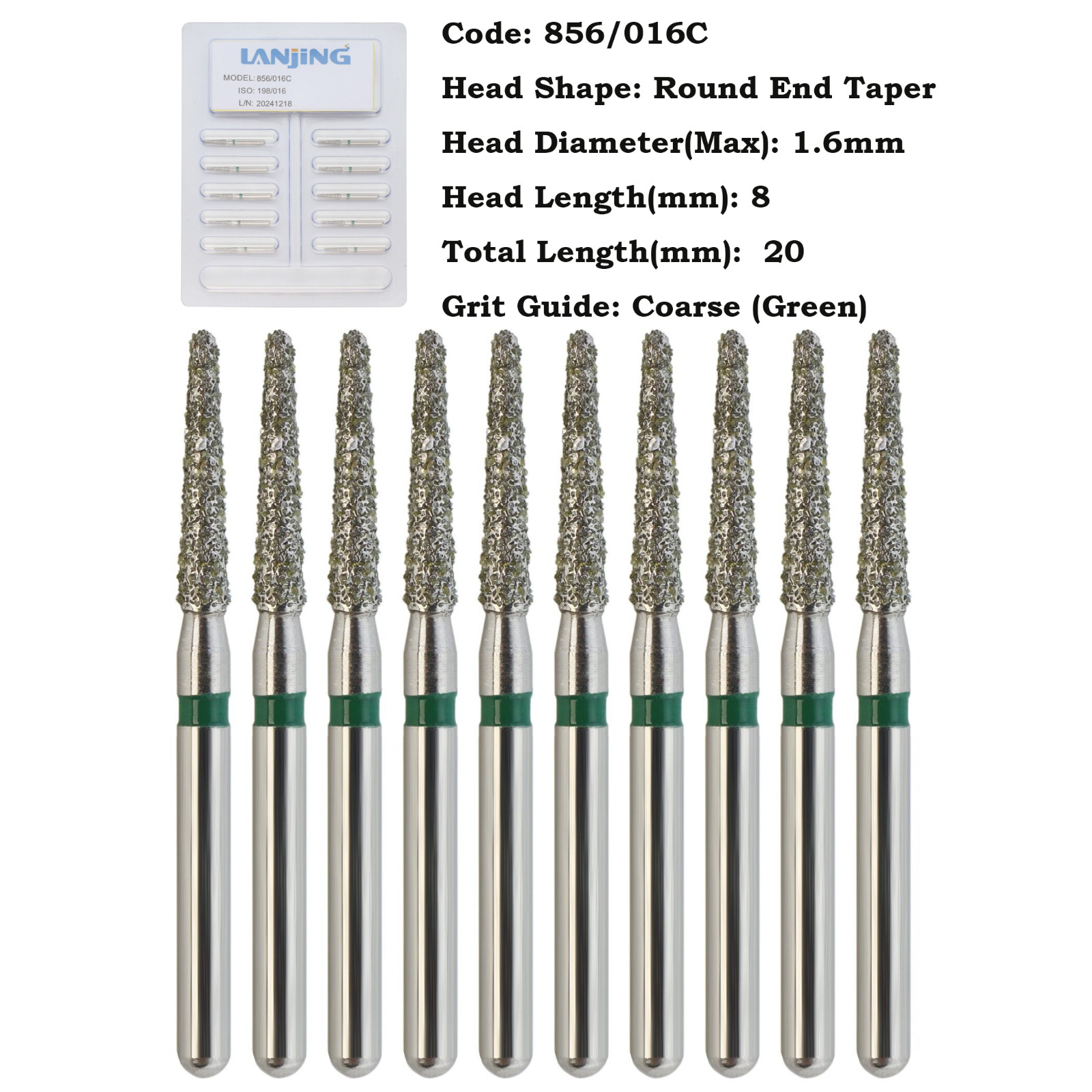 Dental Diamond Burs FG Round End Taper Bur Super Coarse Fine 856 850 High Speed