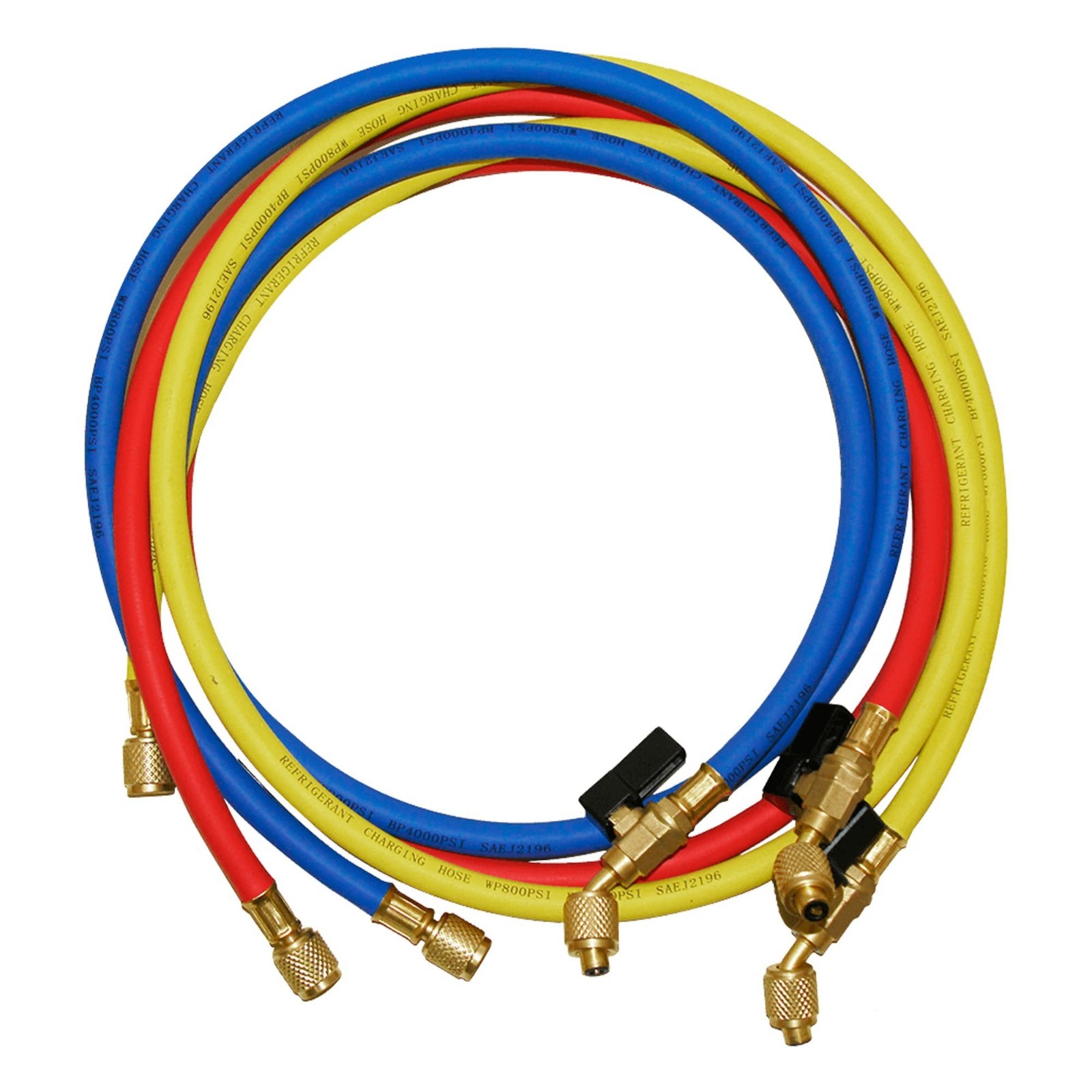 HVAC Charging Hoses 1/4″ with Ball Valve | 5ft Refrigerant Hose Kit for R410A, R