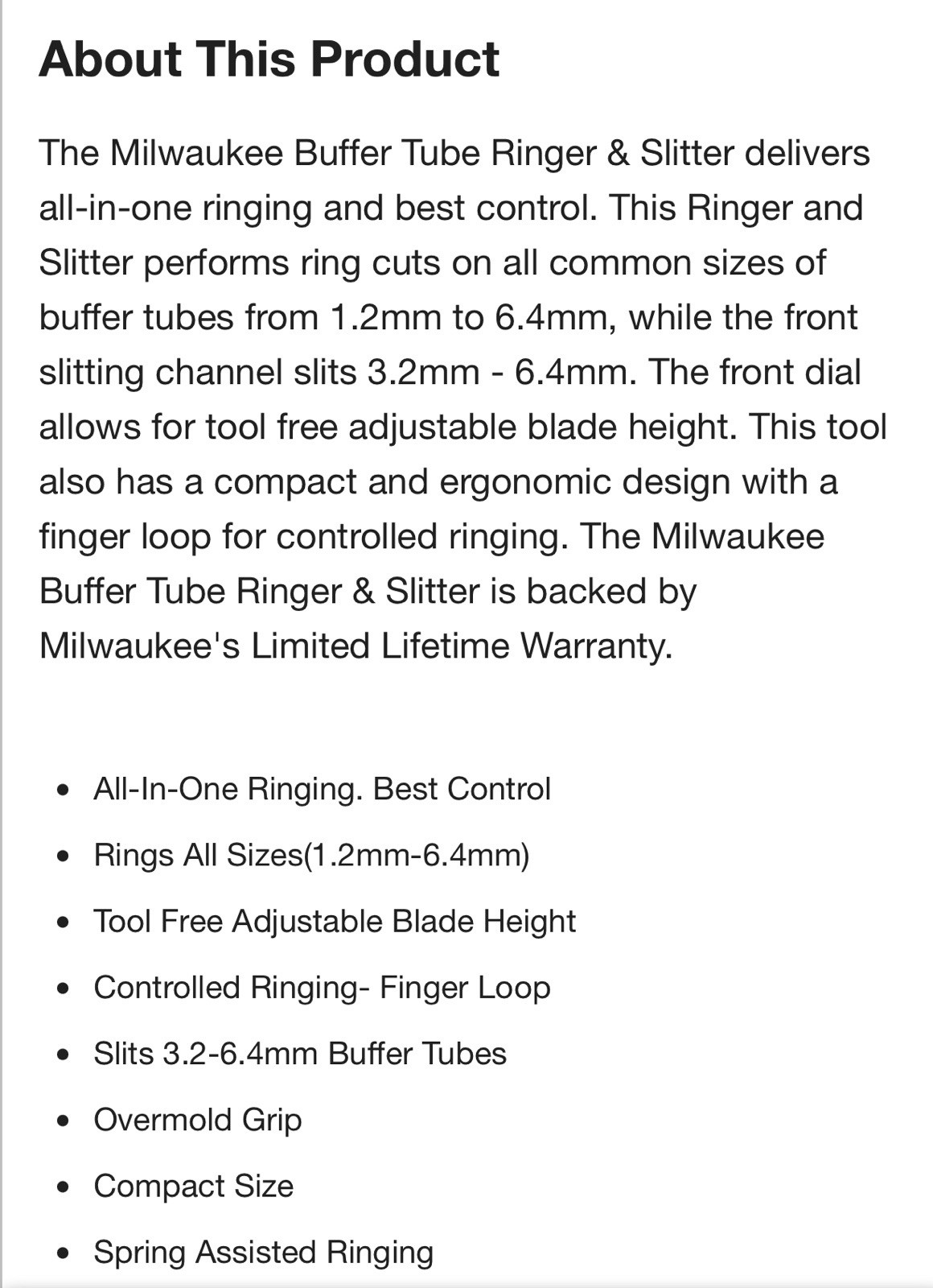 Milwaukee 48-22-3014, Buffer Tube Ringer and Slitter for Fiber Optic Cables