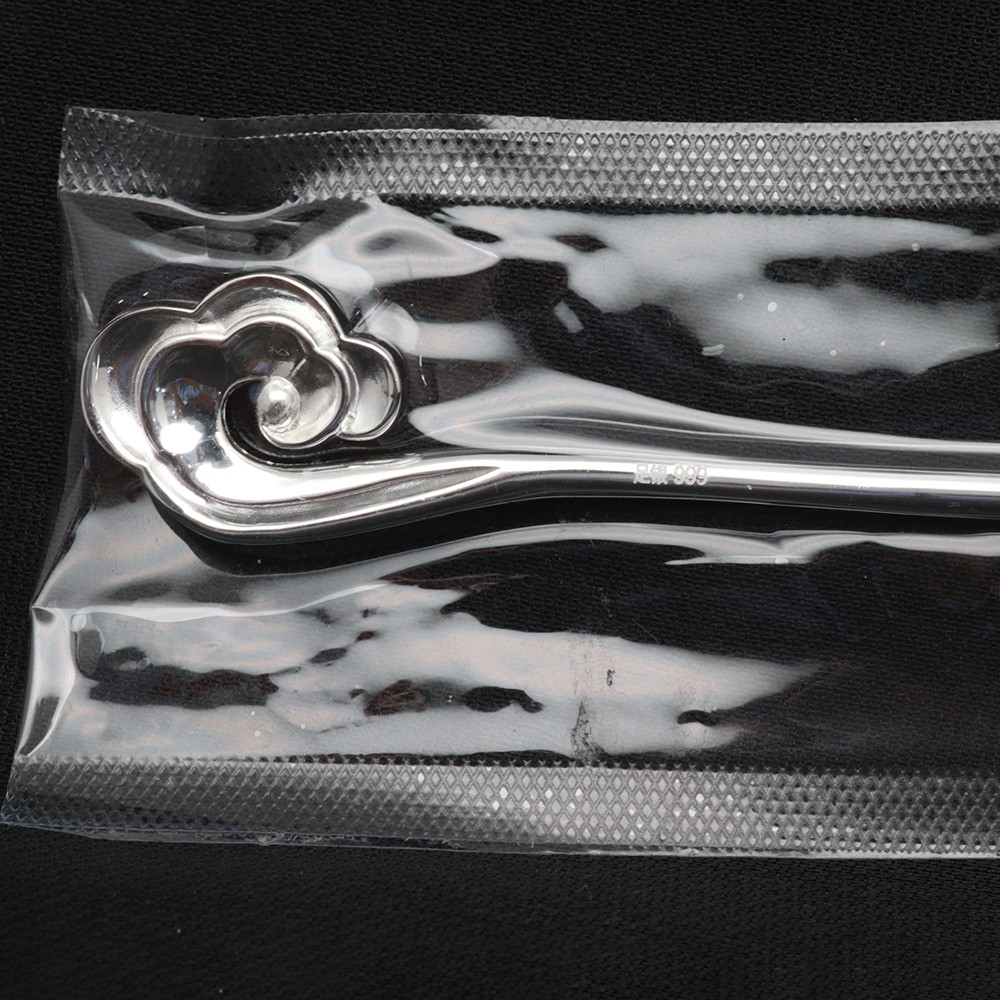 Pure S999 Fine Silver Hairpin Daily Carved Lucky Ruyi Hair Stick 26g 6.8inch