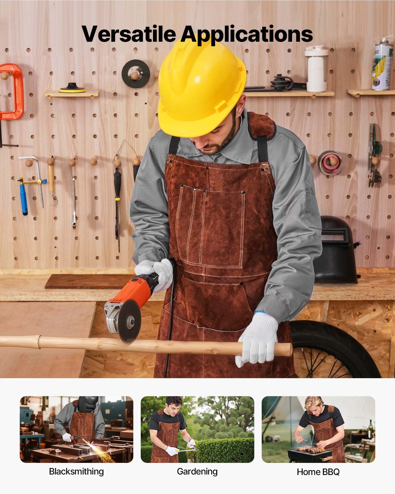 VEVOR Leather Welding Work Apron Heavy Duty Cowhide Heat Resistant Welding Apron