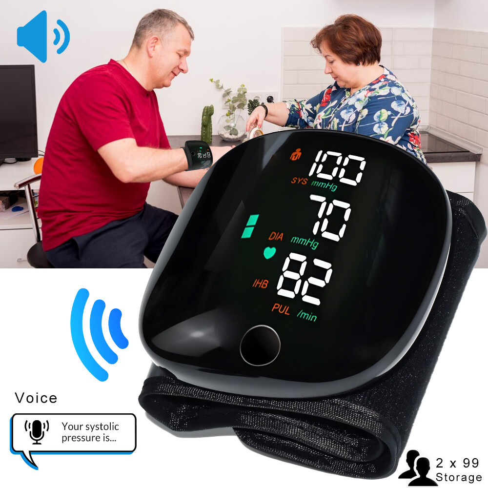 Wrist Blood Pressure Monitor Automatic BP Machine Digital Cuff Heart Rate LCD