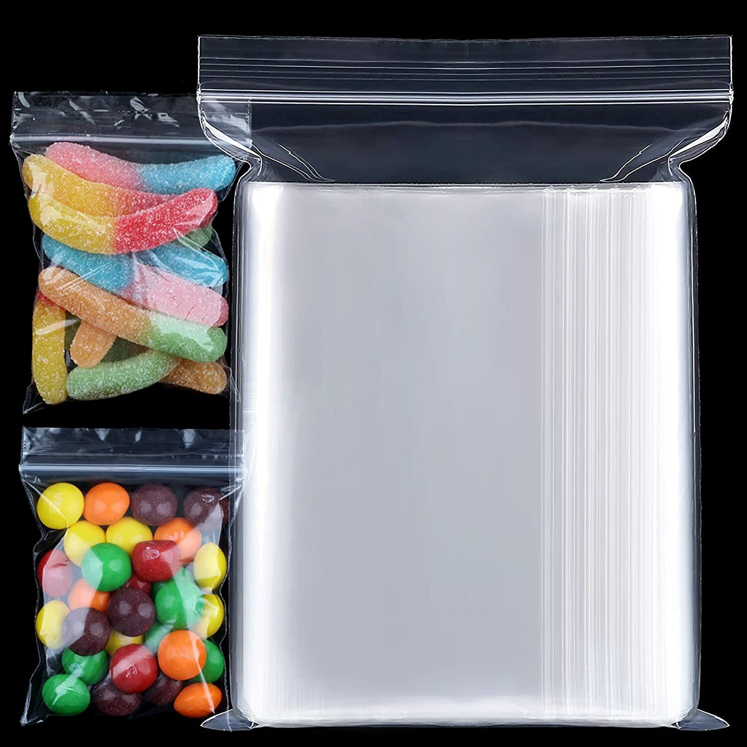 1000pcs 2-MIL Clear Reclosable ZipLock Poly Bags with Resealable Lock Seal