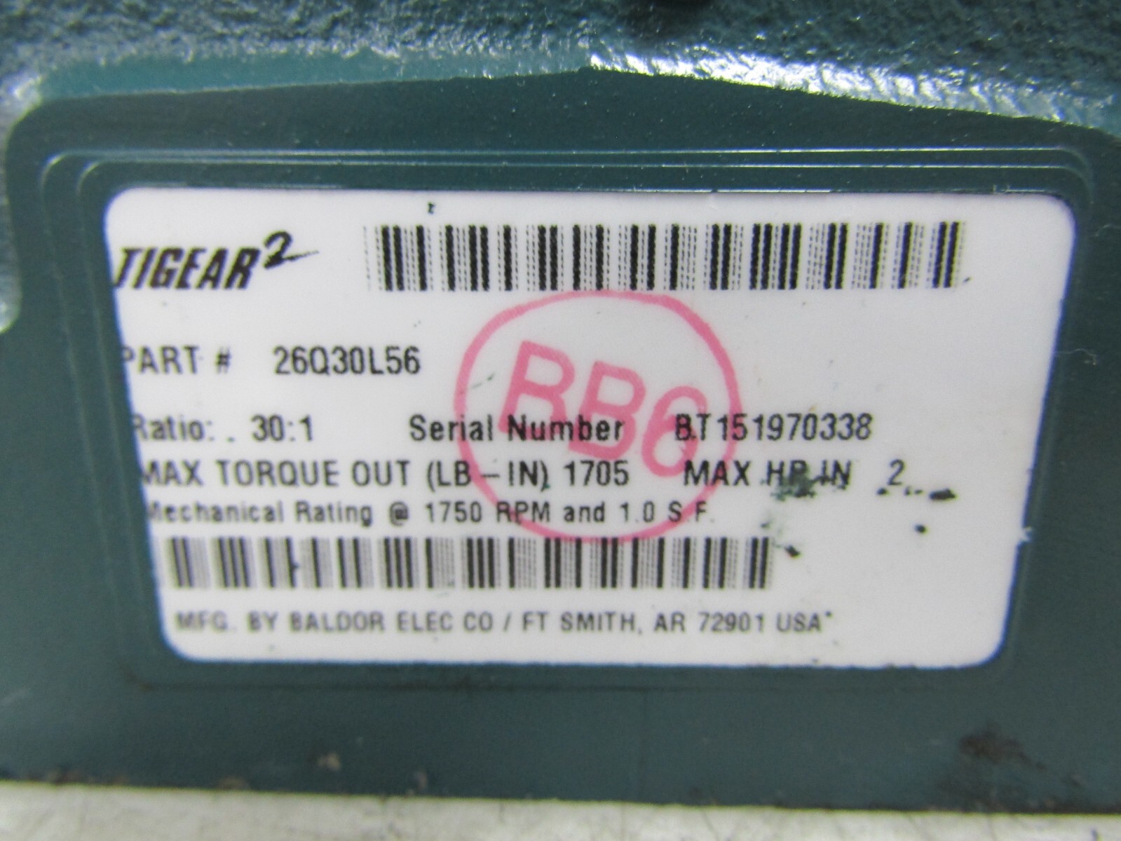 💥NEW DODGE TIGEAR 2 30:1 RIGHT ANGLE WORM GEAR 2 HP MAX 1750 RPM 26Q30L56