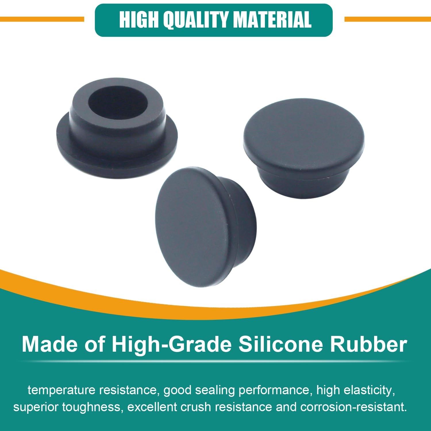0PCS Black Silicone Rubber Plugs Assorted Sizes T-Shape Hole Stoppers