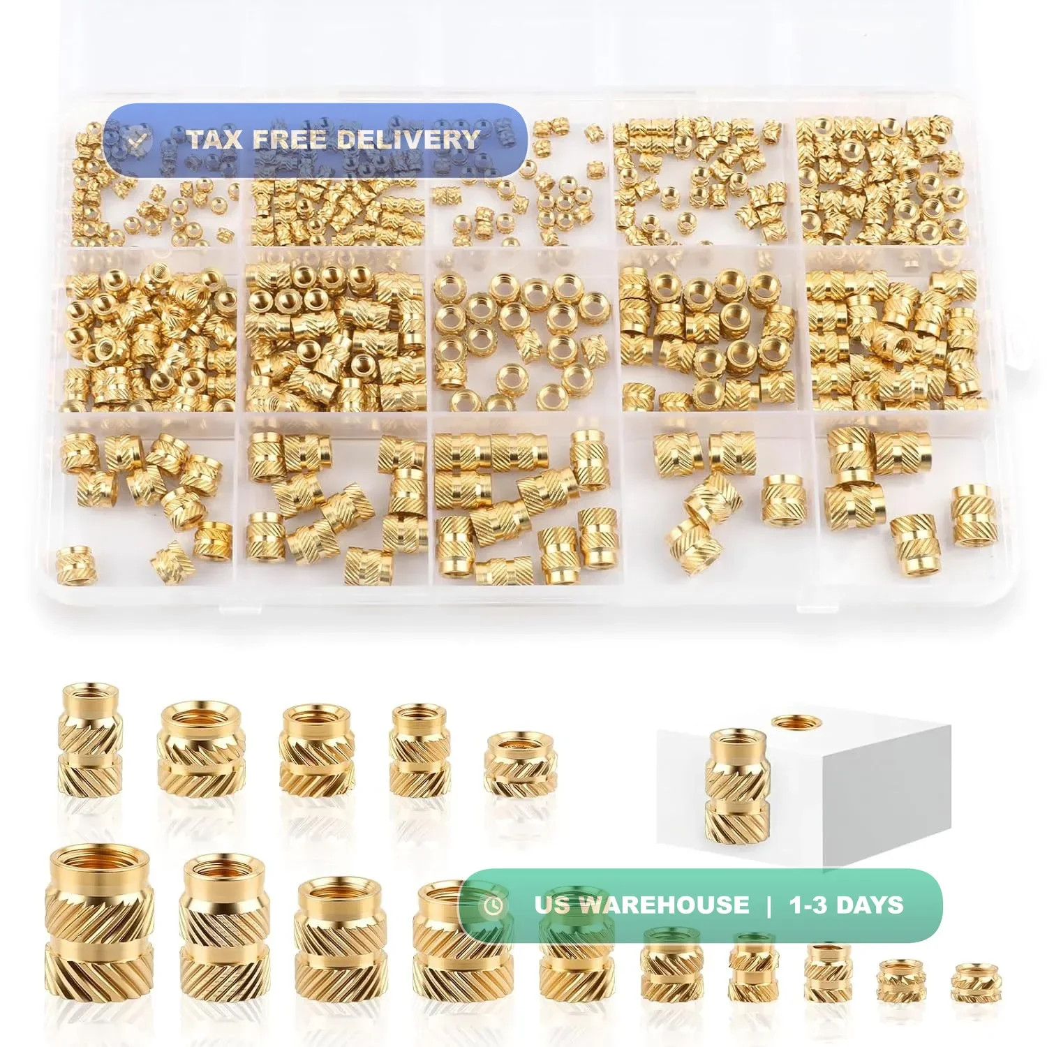 420 Pcs Threaded Inserts, M2 M2.5 M3 M4 M5 M6 Brass Heat Set Inserts for Plastic