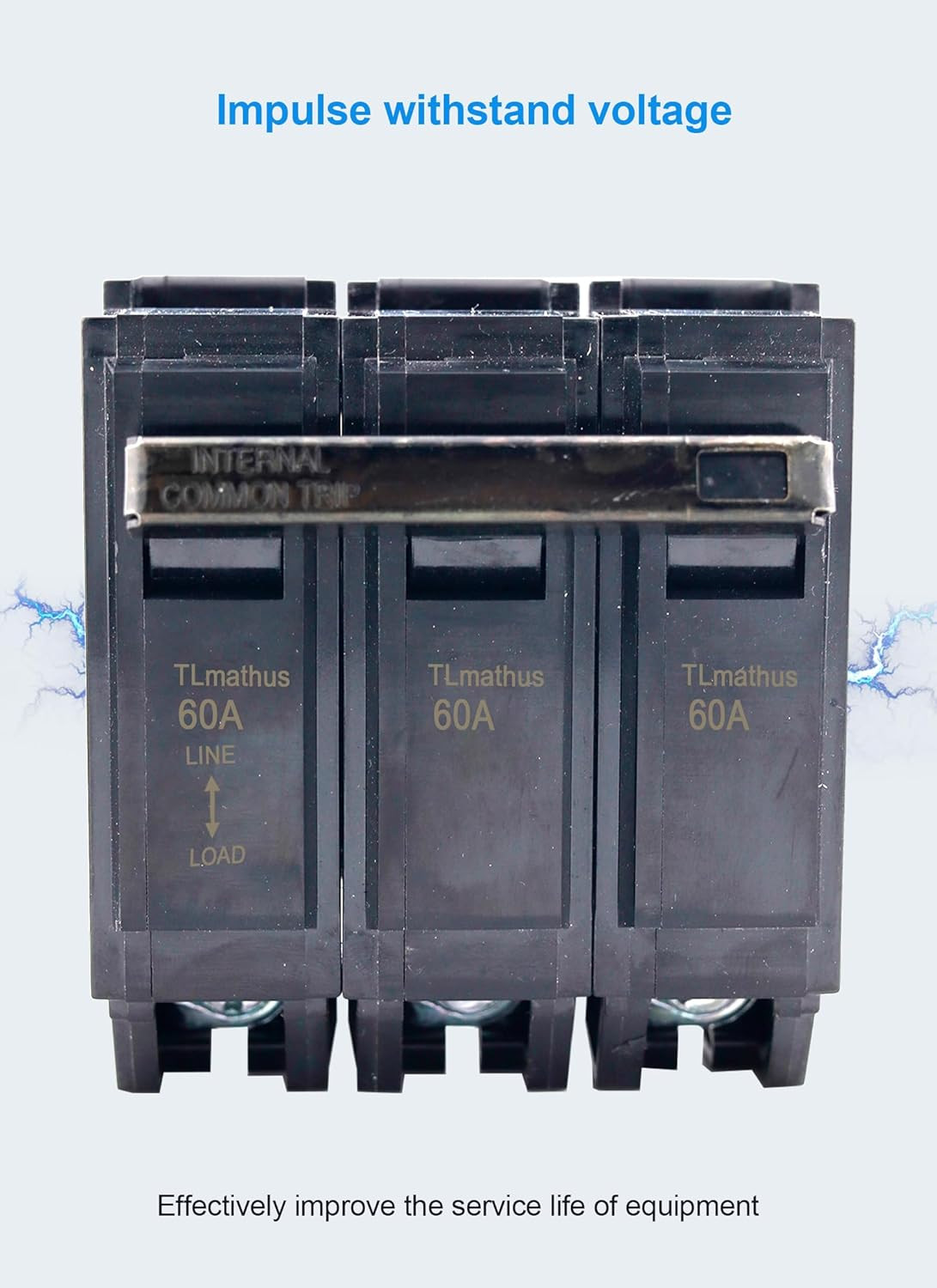 60 Amp 3 Pole Breaker Plug-In Mount Type THQL Feeder Molded Case Circuit Breake
