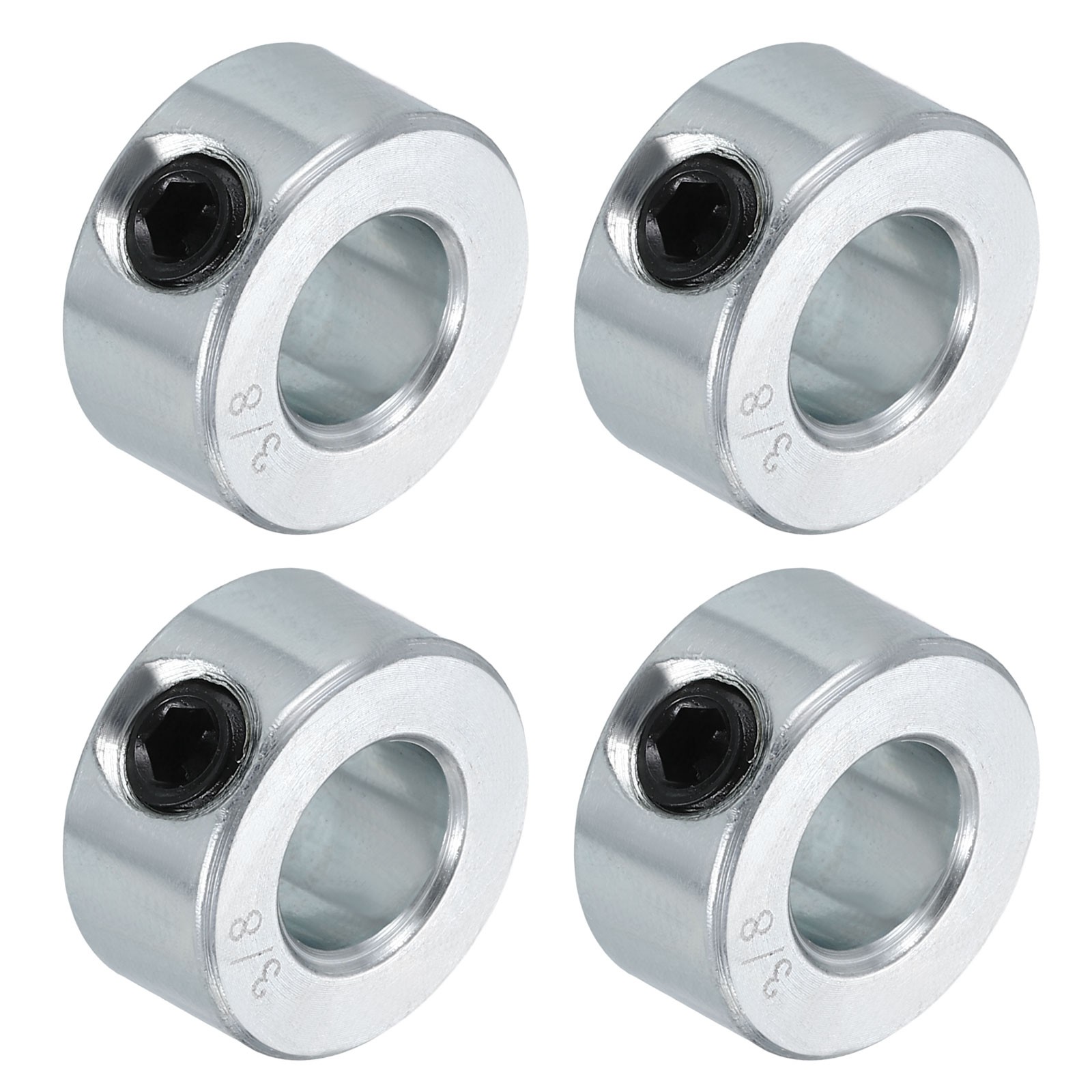 4Pcs 3/8″ Bore Axle Shaft Collars Carbon Steel Screw Shaft Collars Silver
