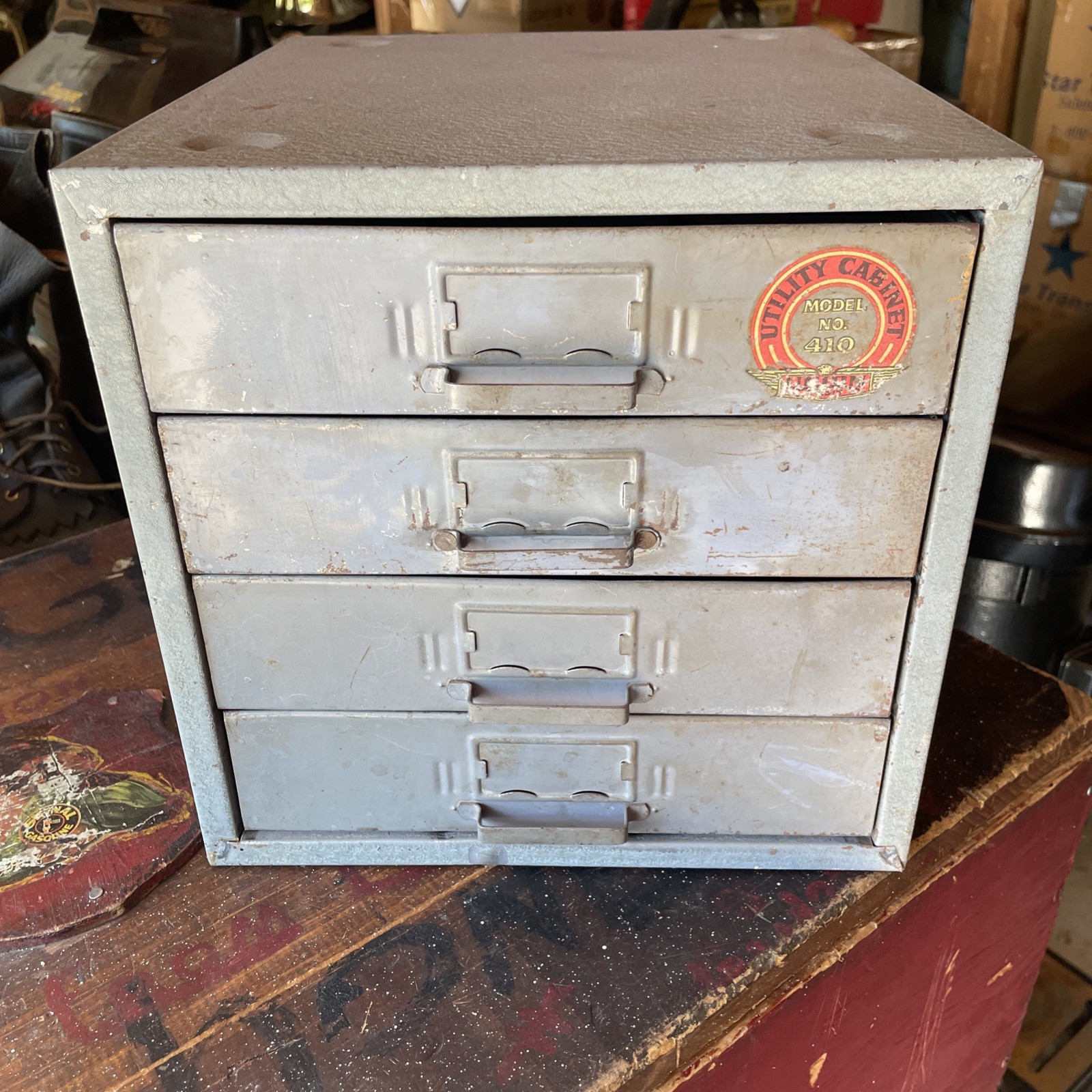 Vtg Union Chest 410 4 Drawer Utility Cabinet Storage Battleship Grey Industrial