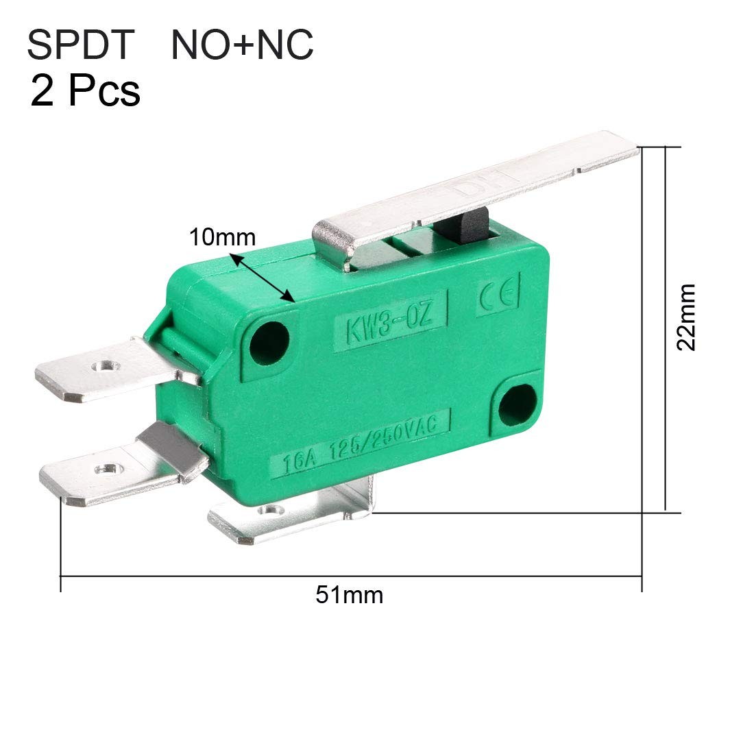 uxcell 2PCS KW3-OZ 16A 125/250VAC SPDT NO NC Hinge Lever Type Micro Limit…