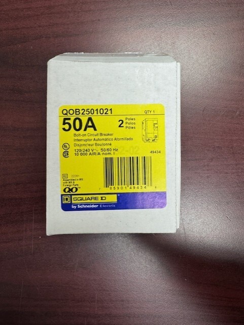 QOB2501021 QOB250-1021 2Pole 50Amps 120/240Volt 120V w/Shunt BOLT-ON SquareD NEW
