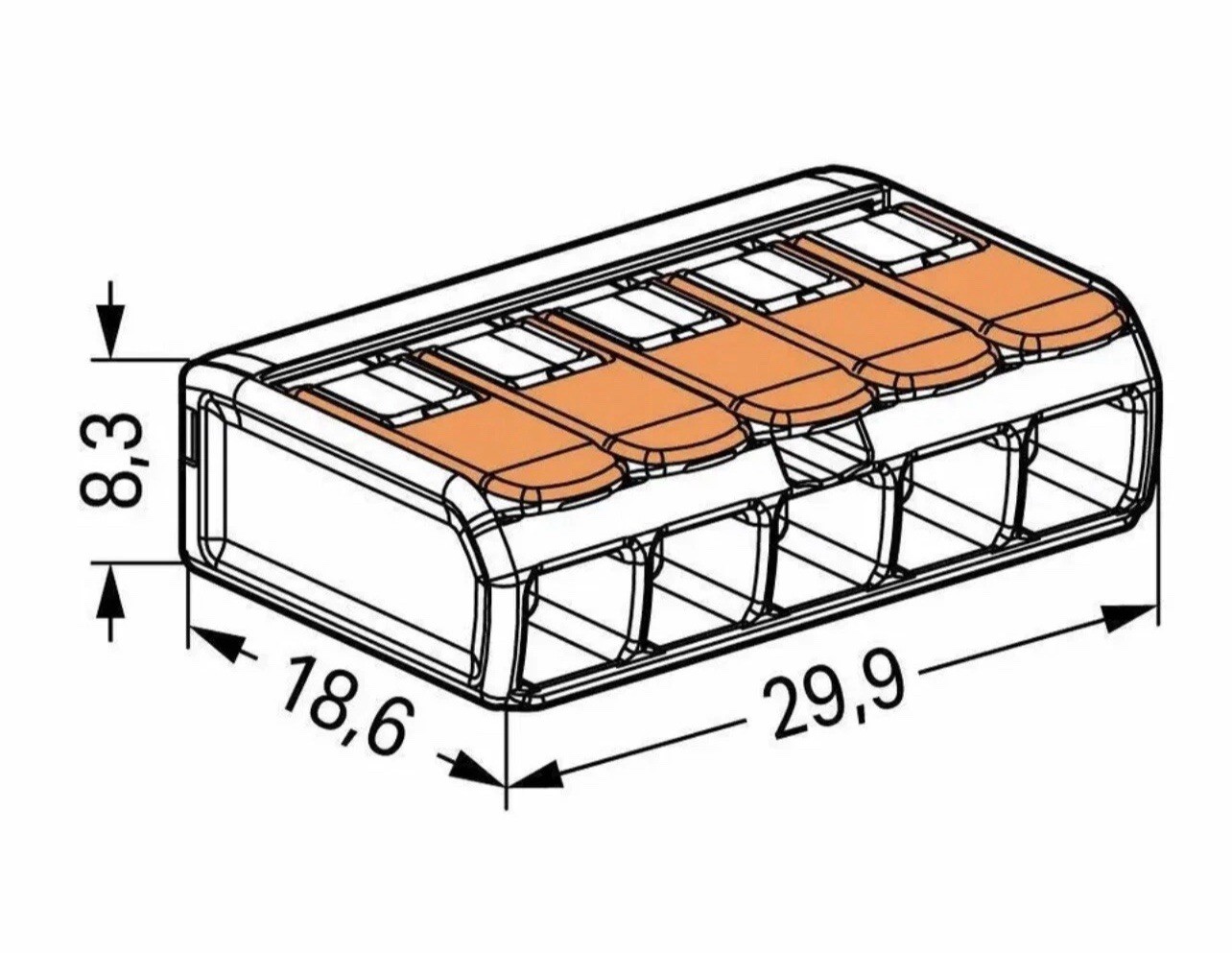 Wago 221-415 Five Conductor Compact Connectors Bulk 1000pcs
